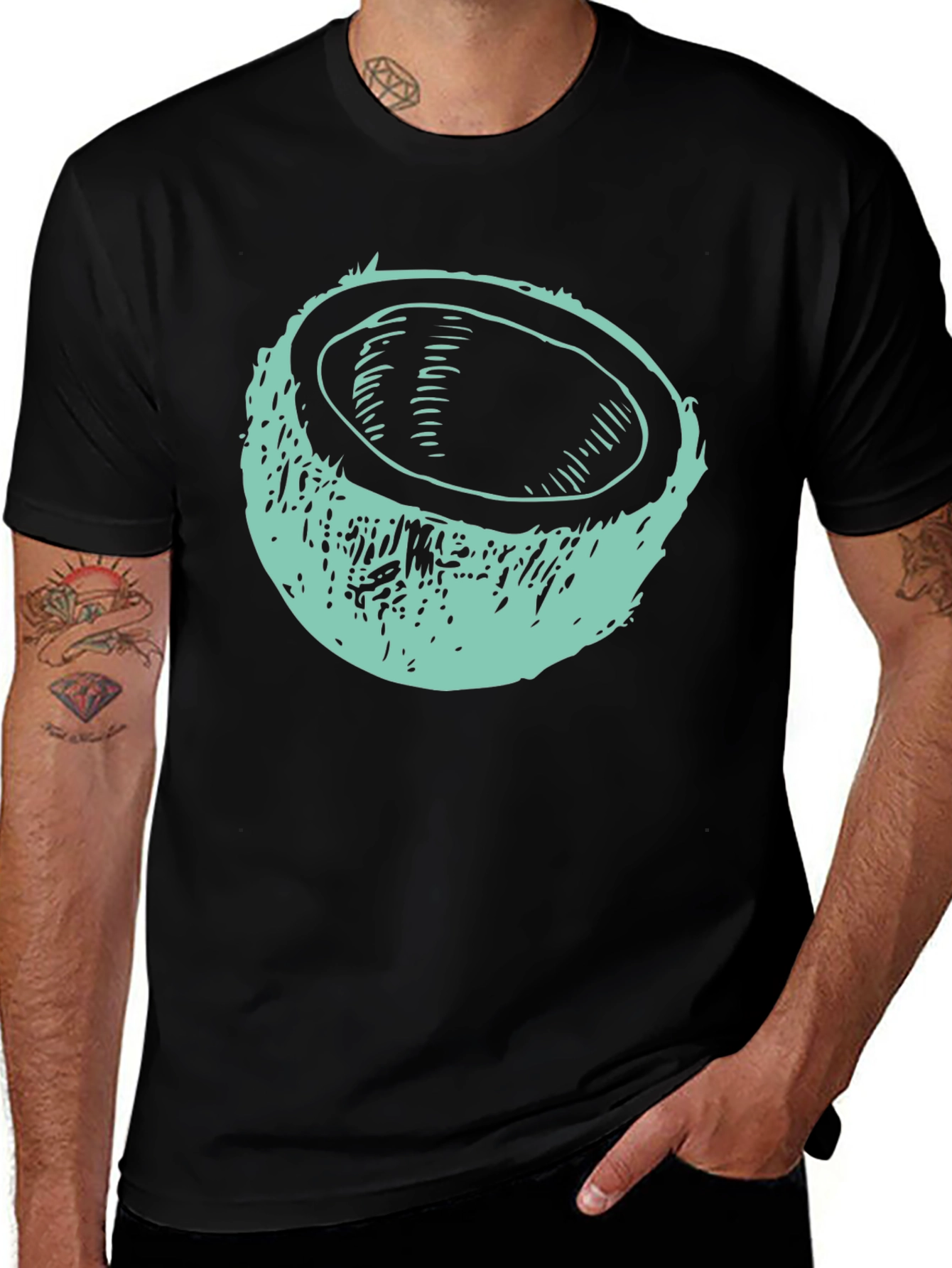 Variant 2 of Coconut Graphic Tee - Black Cotton T-Shirt