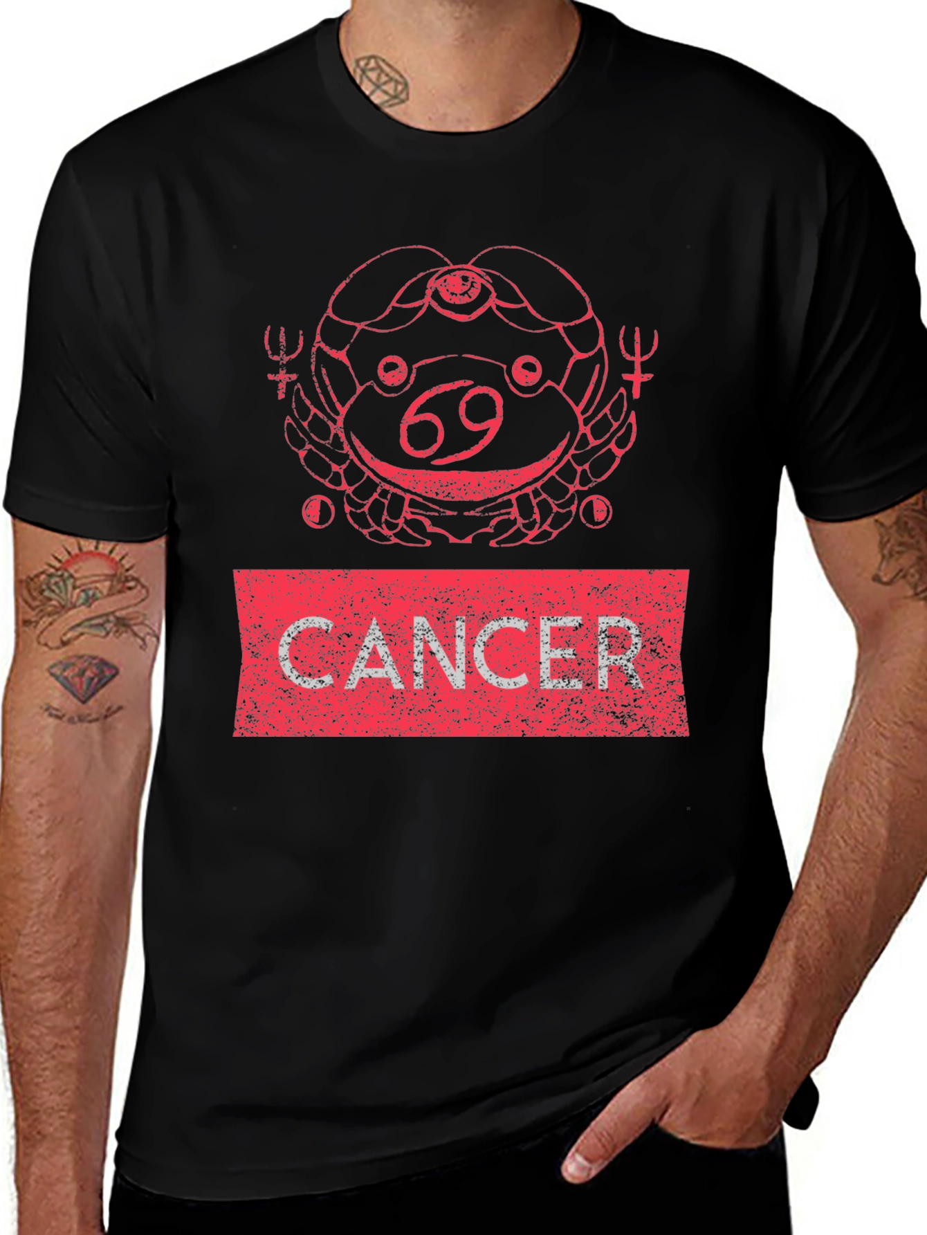 Variant 21 of Cancer Zodiac T-Shirt - Red Graphic Design