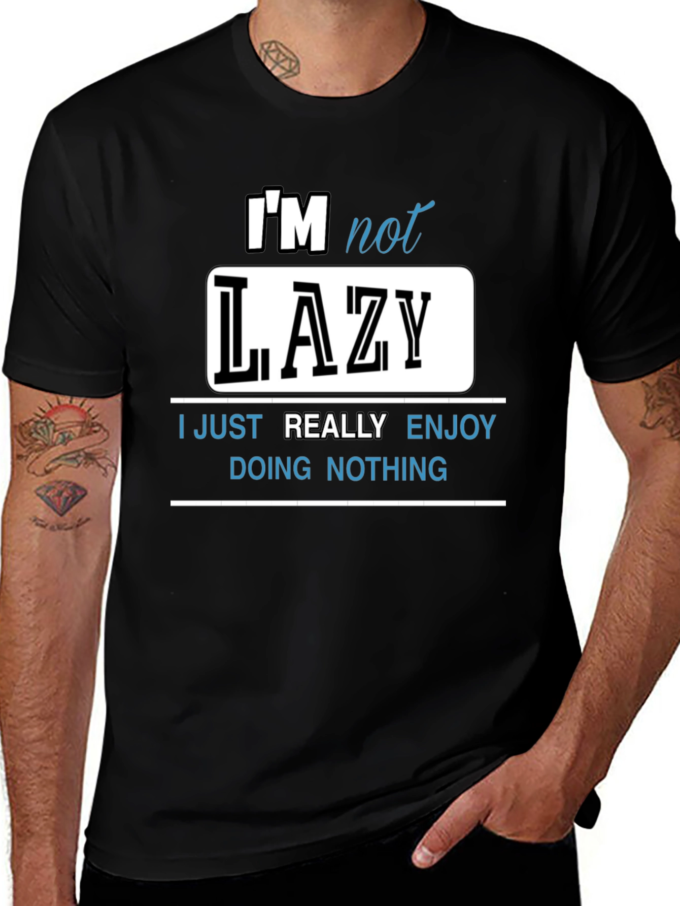 Variant 15 of I'm Not Lazy Men's Graphic Tee - Black