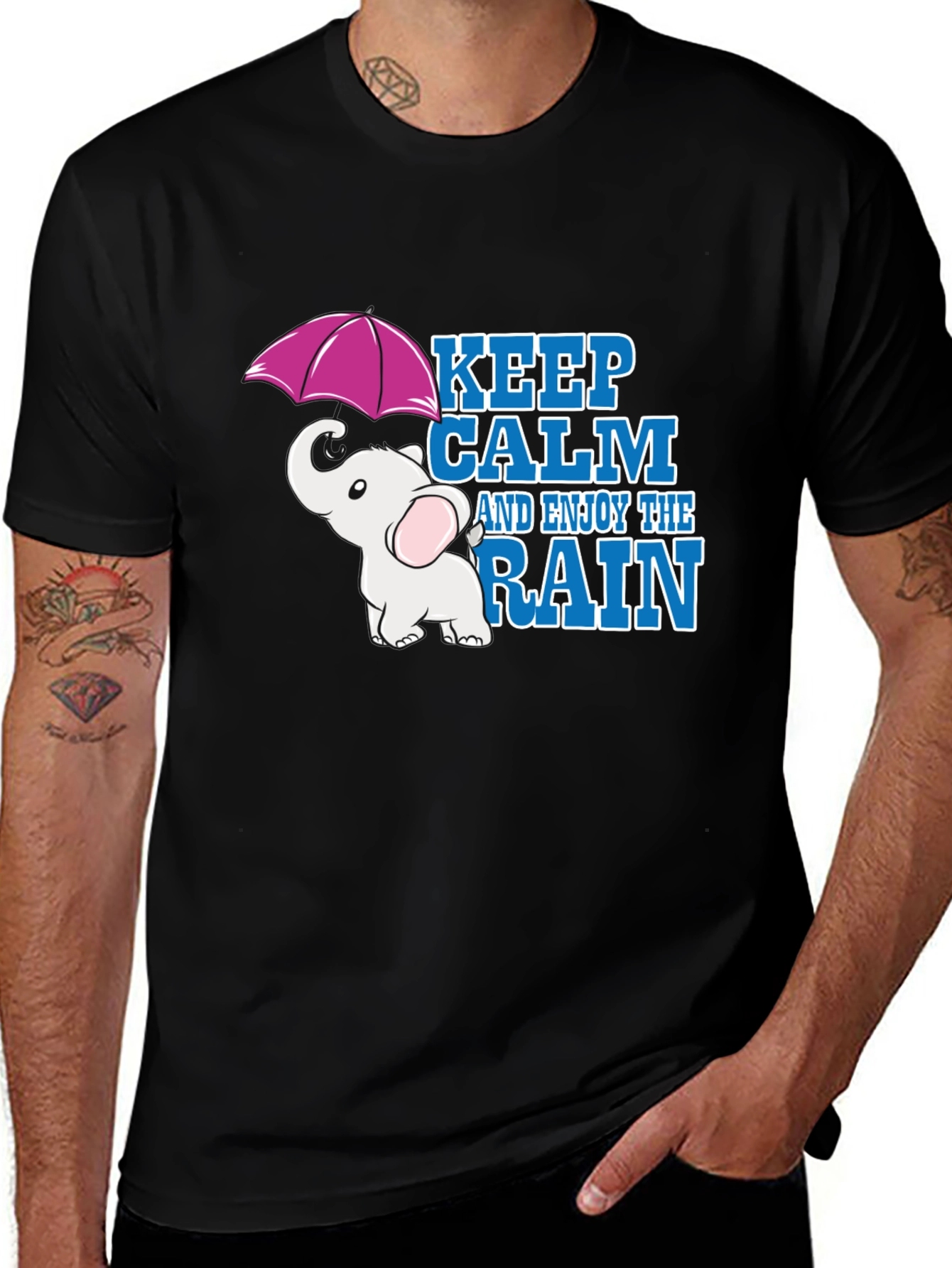 Variant 28 of Keep Calm and Enjoy the Rain Elephant T-Shirt
