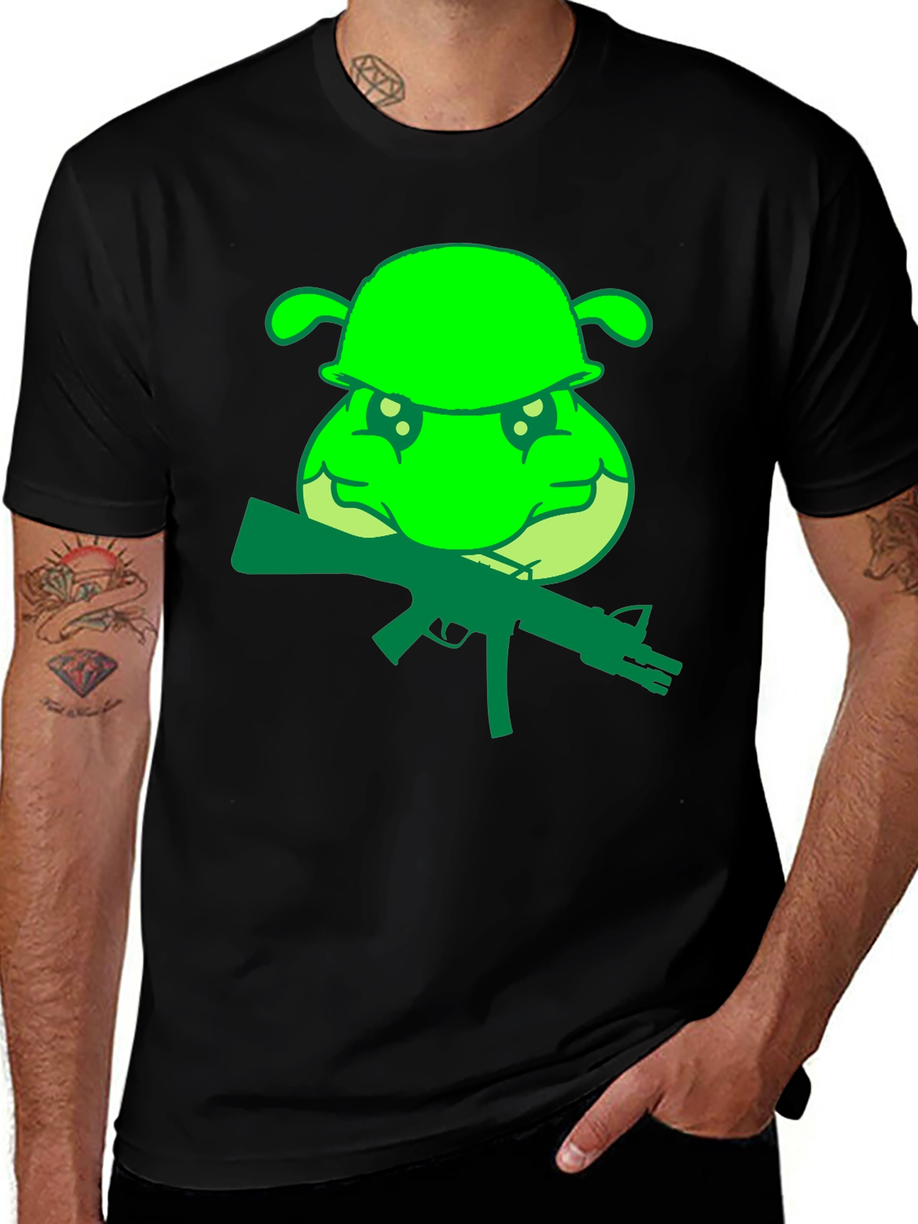 Variant 27 of Green Army Turtle Graphic Tee
