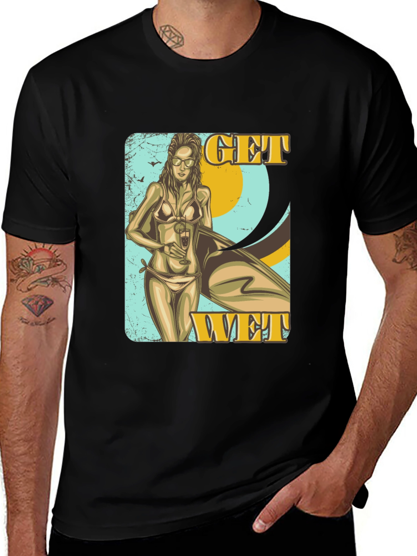 Variant 7 of Get Wet Graphic T-Shirt - Retro Surf Style