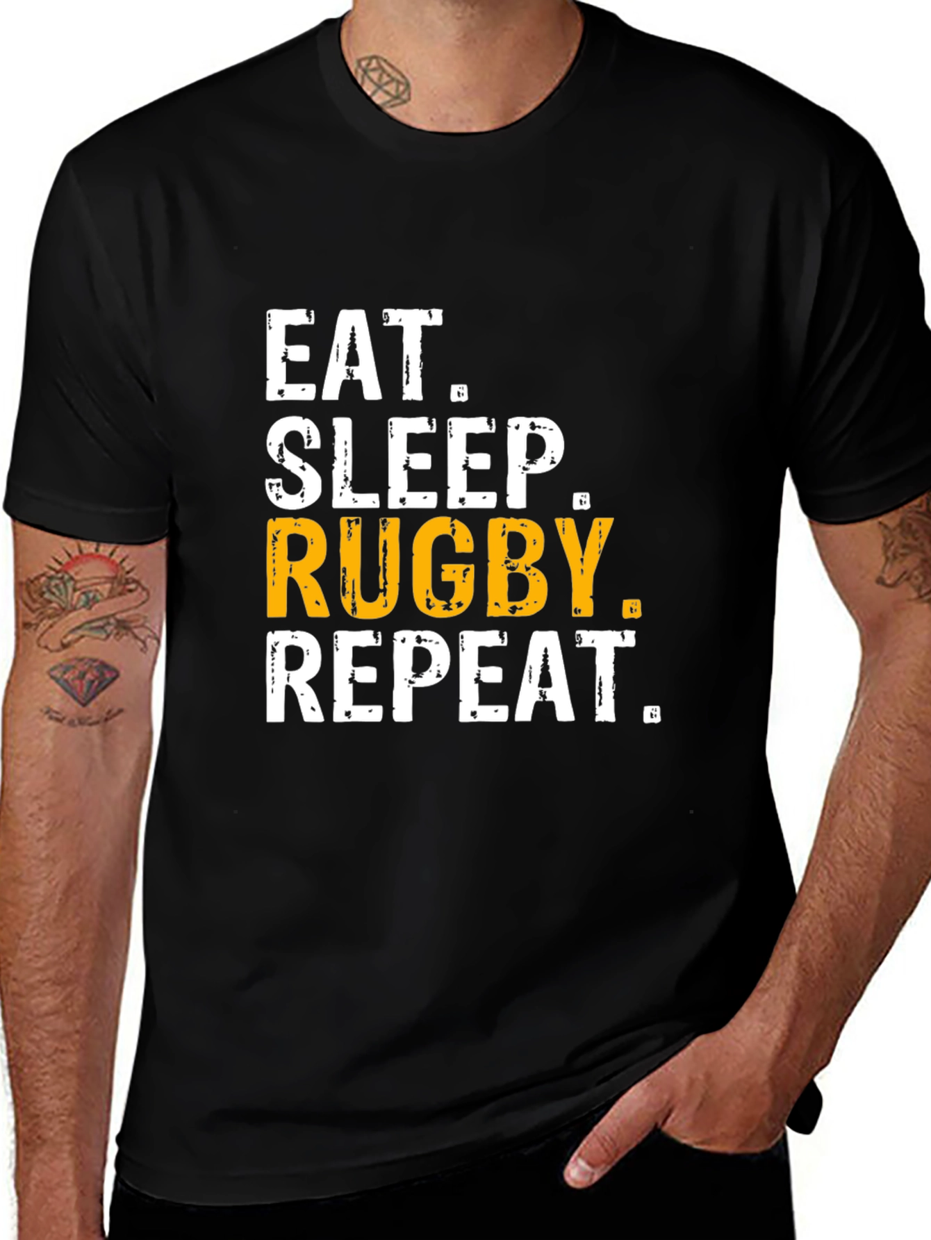 Variant 18 of Eat Sleep Rugby Repeat T-Shirt - Black