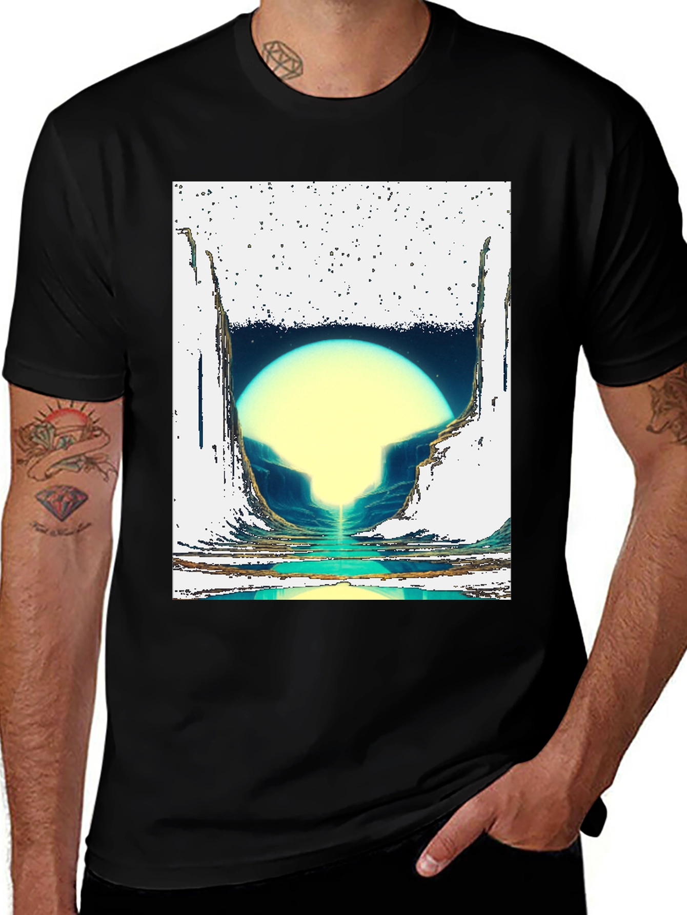 Variant 26 of Sci-Fi Landscape Graphic T-Shirt - Black