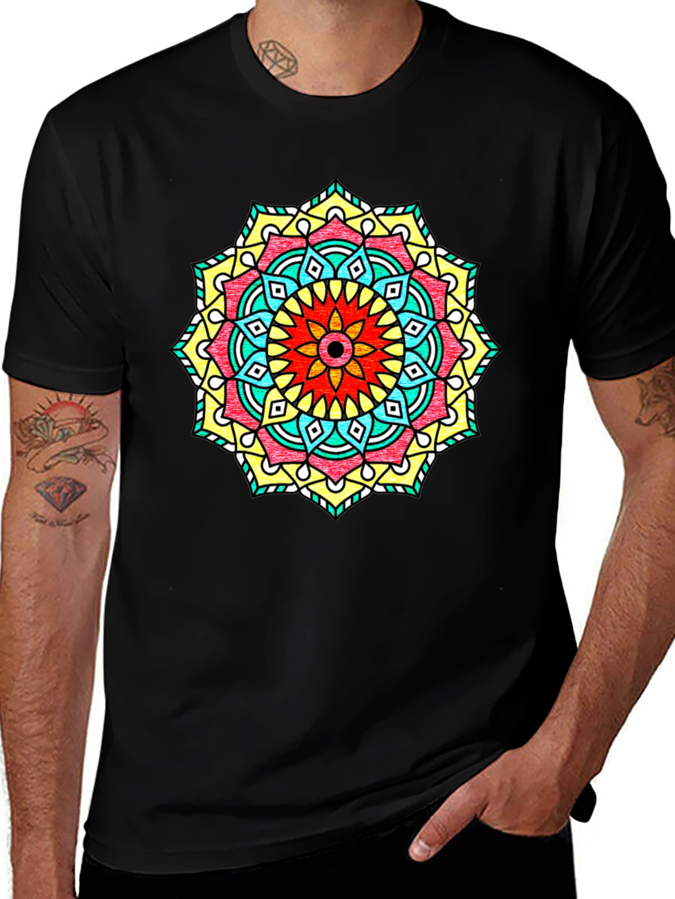 Variant 23 of Mandala Graphic Print Tee - Black