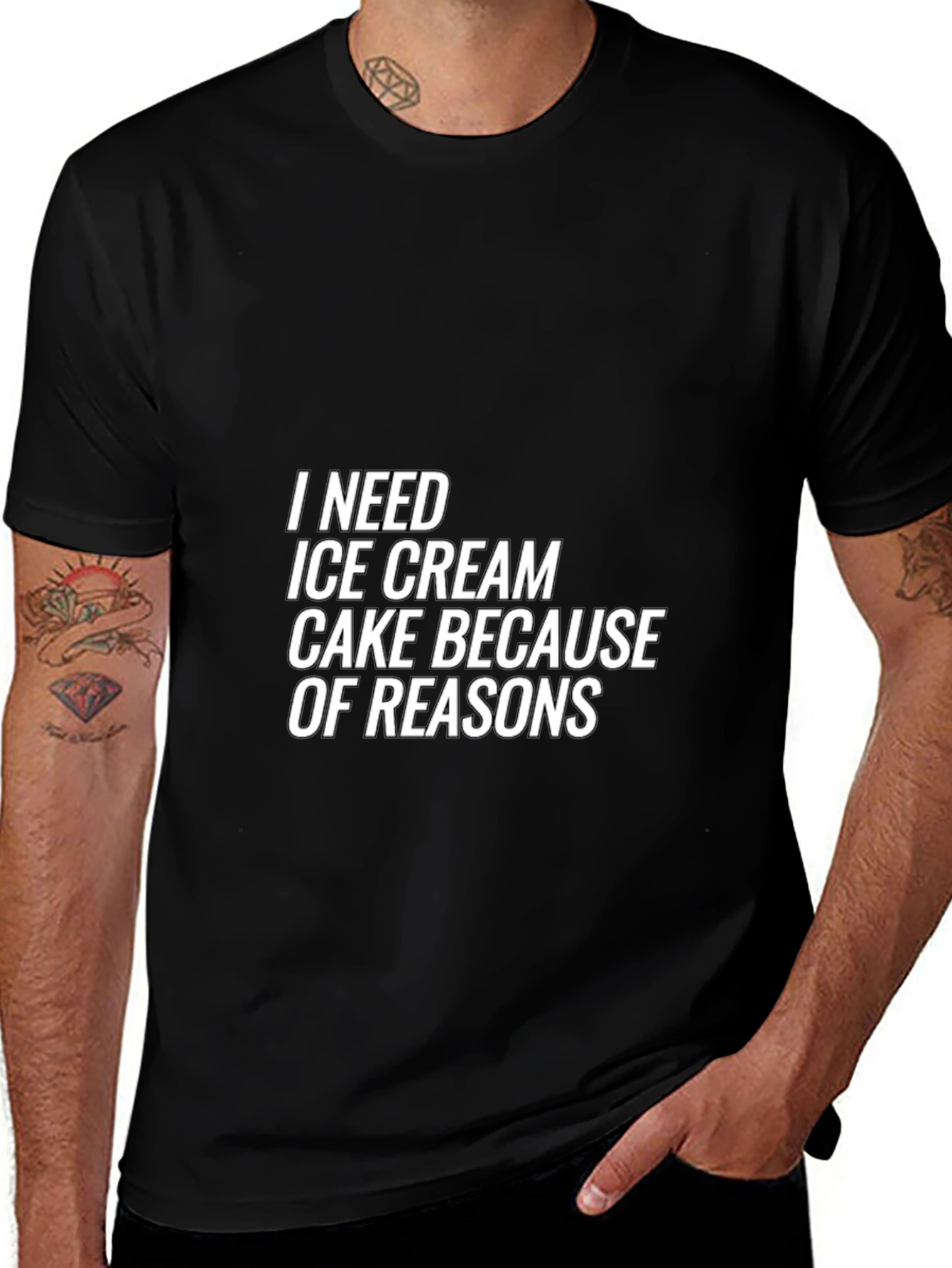 Variant 7 of I Need Ice Cream Cake Reasons Black T-Shirt
