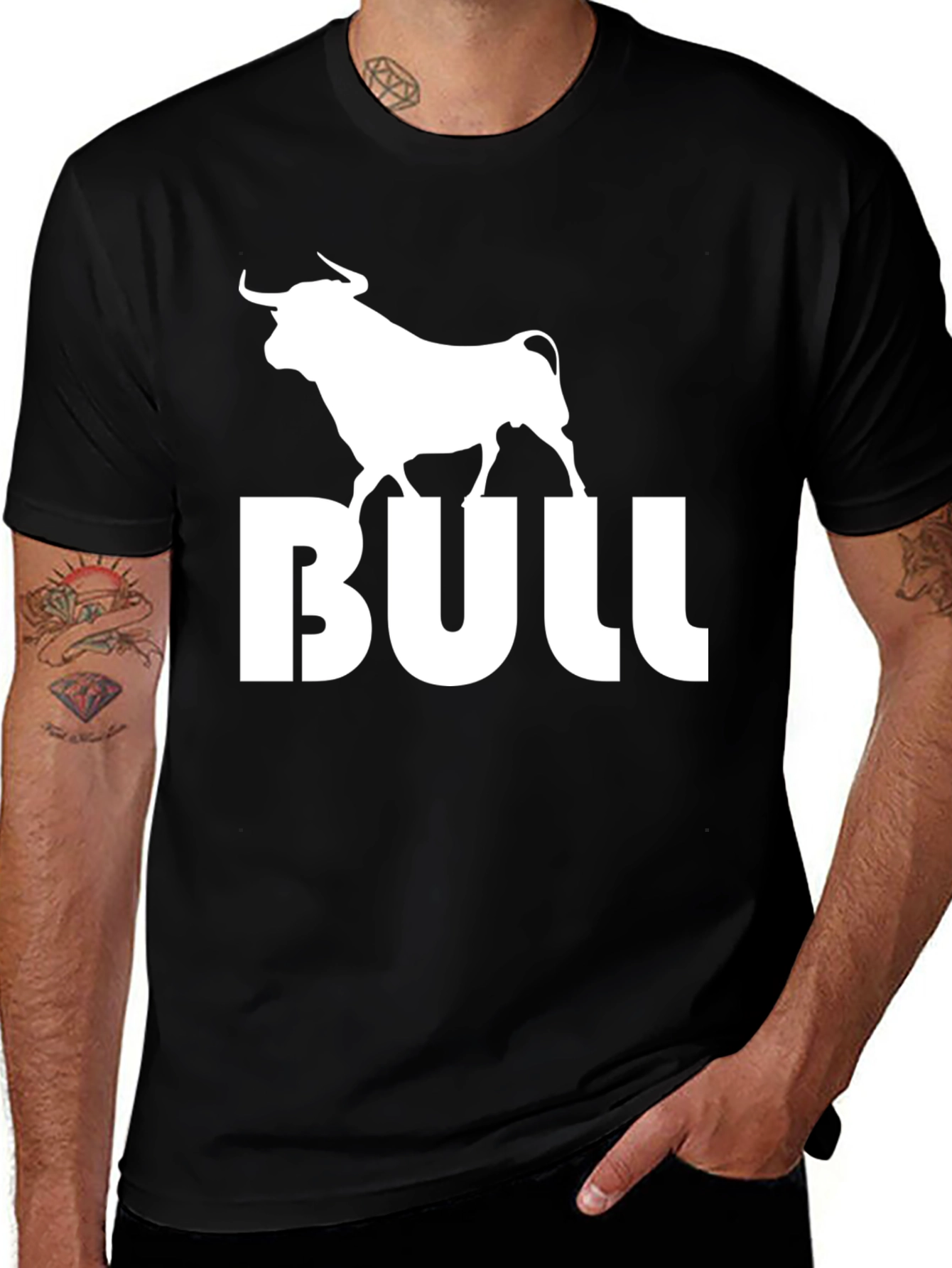 Variant 7 of Bold Bull Graphic Tee - Black Cotton Blend