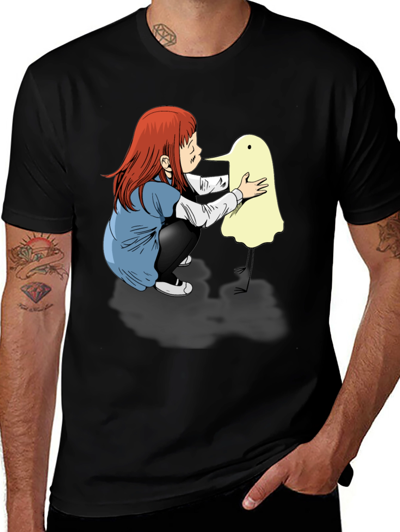 Variant 2 of Girl & Duck-Billed Ghost Black T-Shirt