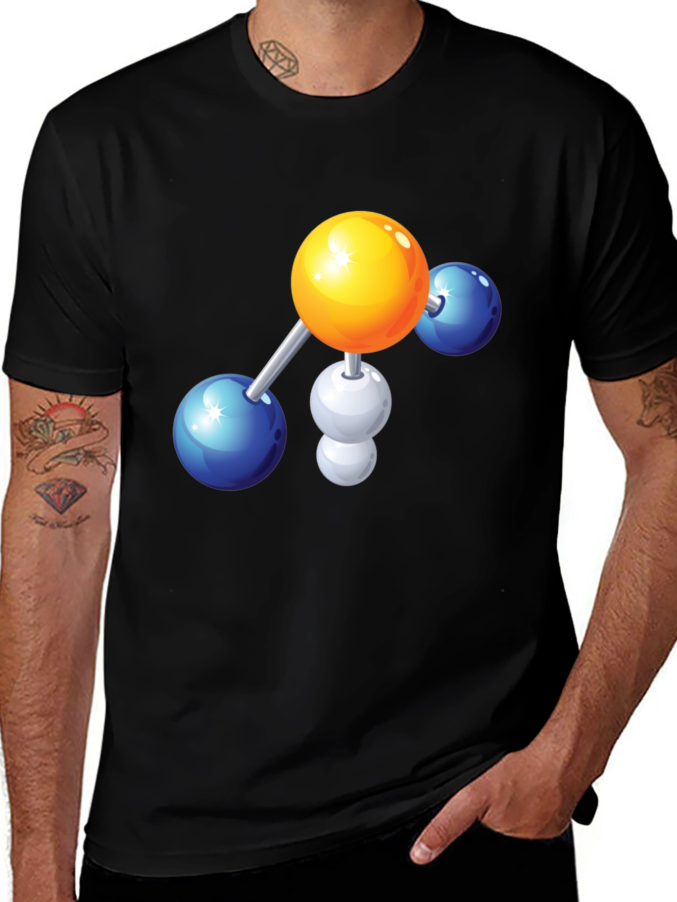 Variant 21 of Science Molecule Graphic Tee - Black Cotton T-Shirt