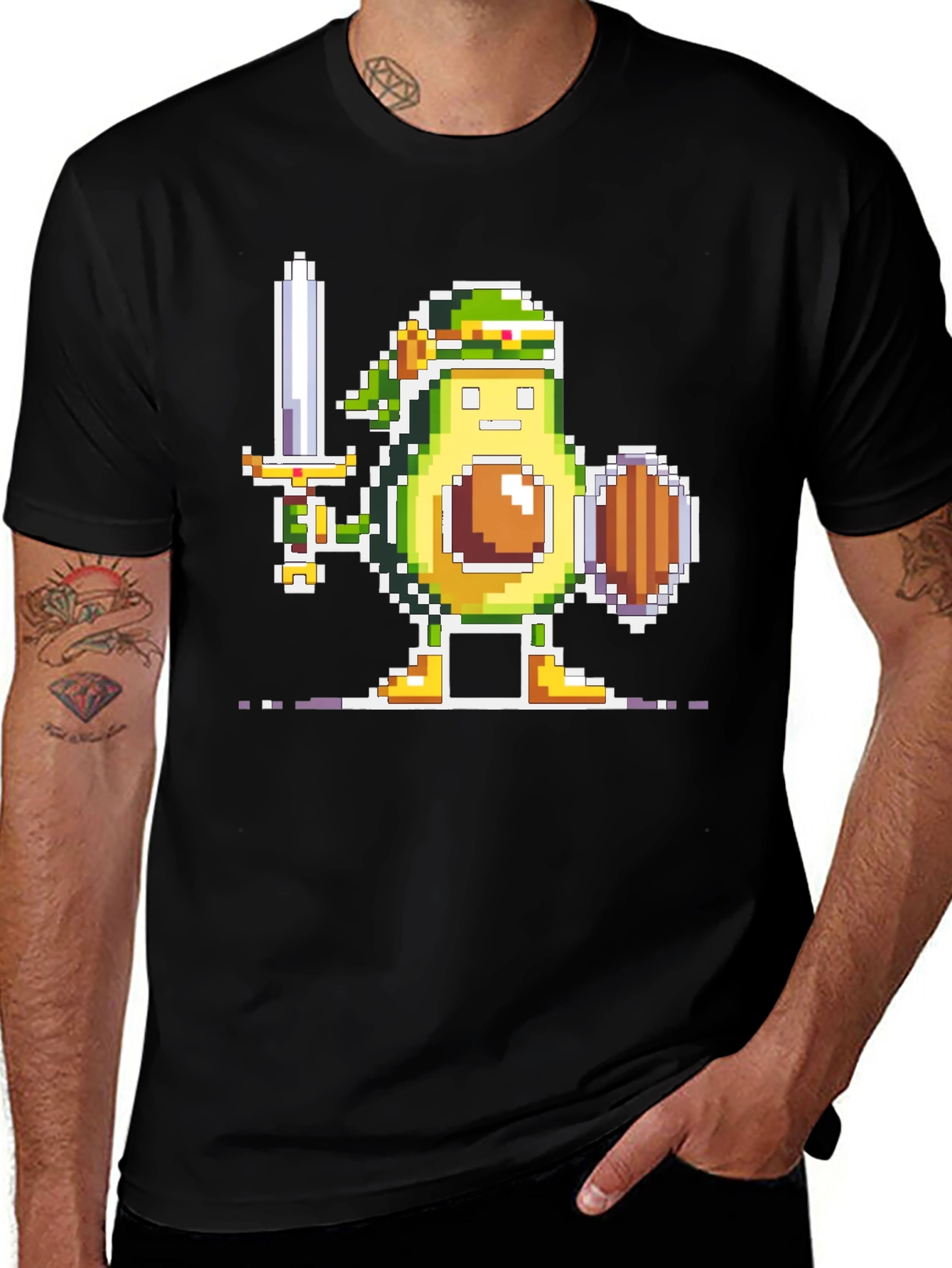 Variant 19 of Avocado Warrior T-Shirt - Pixel Art Gamer Tee