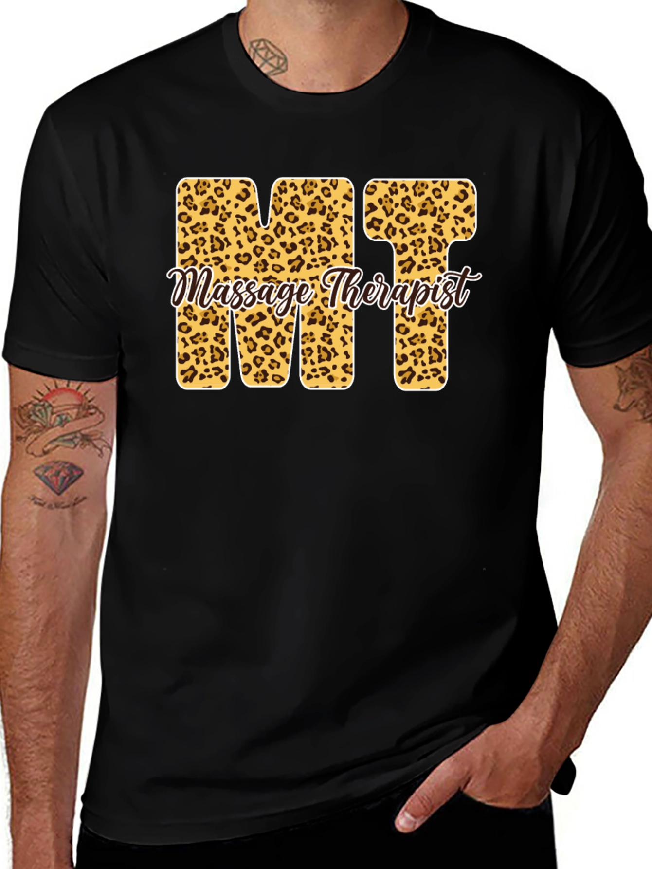 Variant 3 of Massage Therapist MT Leopard Print T-Shirt