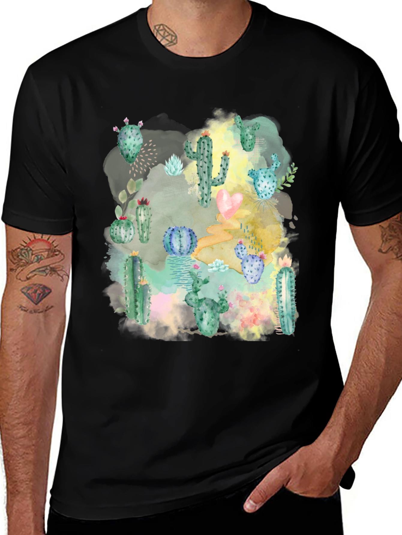 Variant 19 of Cactus Watercolor Graphic Tee - Stylish Desert Design