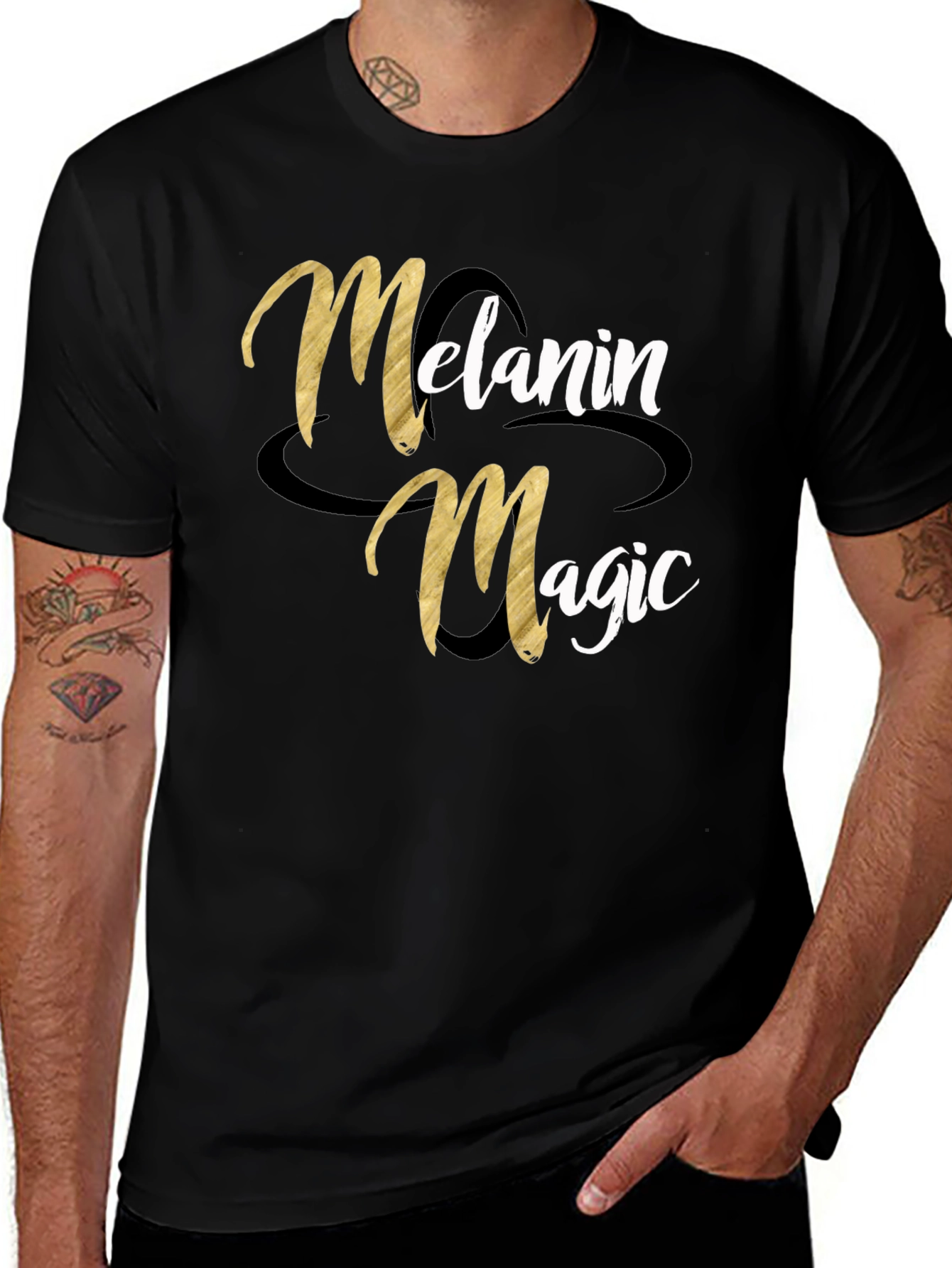 Variant 22 of Melanin Magic Graphic Tee - Stylish Black T-Shirt