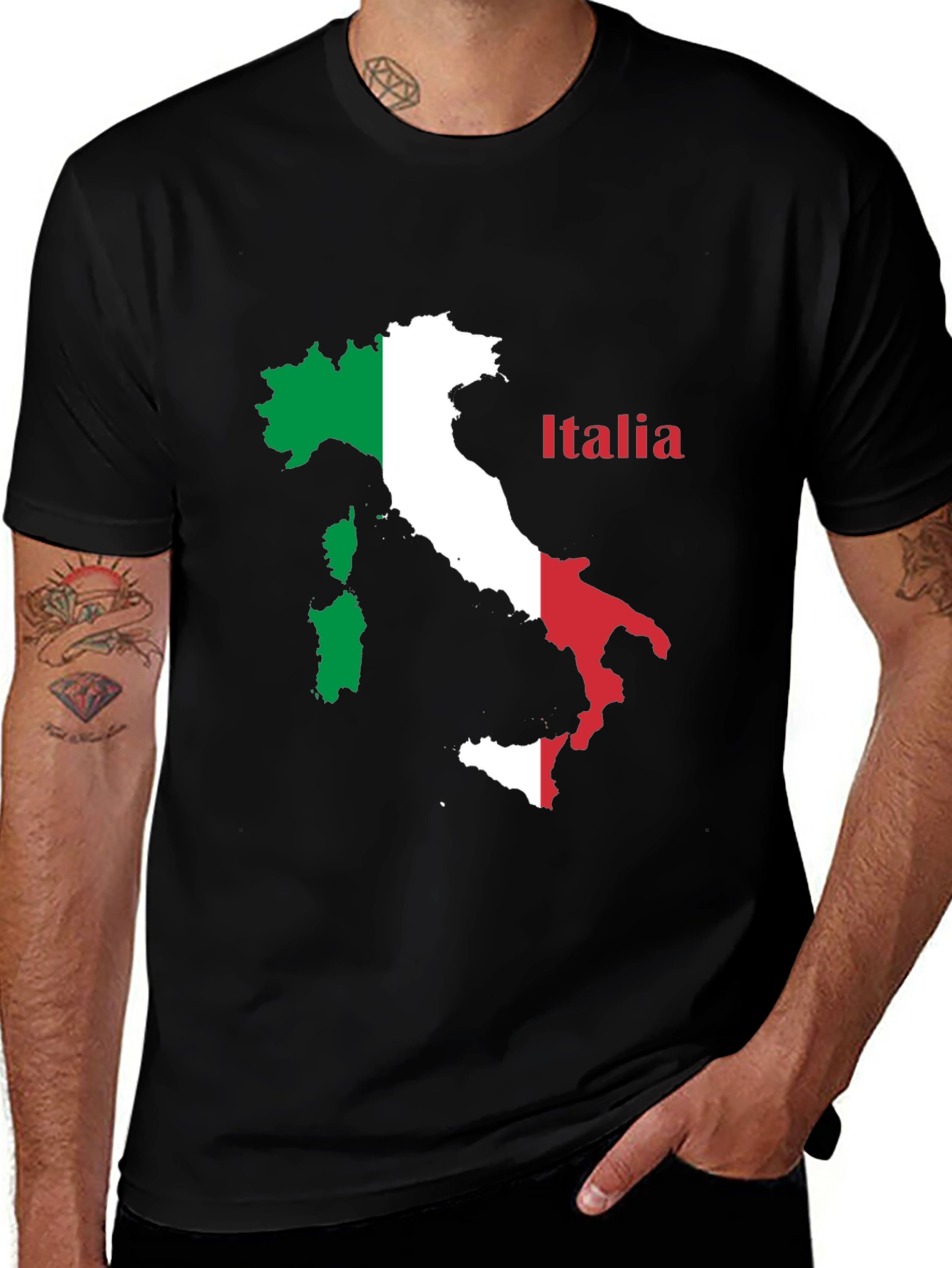 Italia Map T-Shirt - Black Cotton Tee