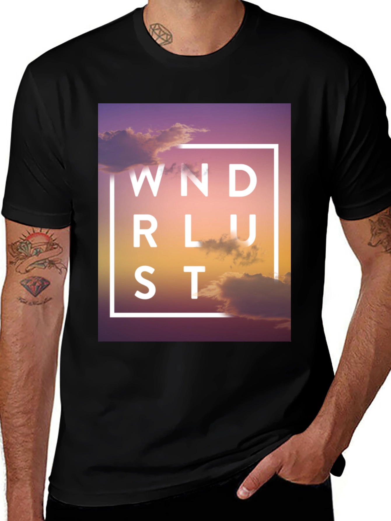 Wanderlust Graphic Print Black T-Shirt
