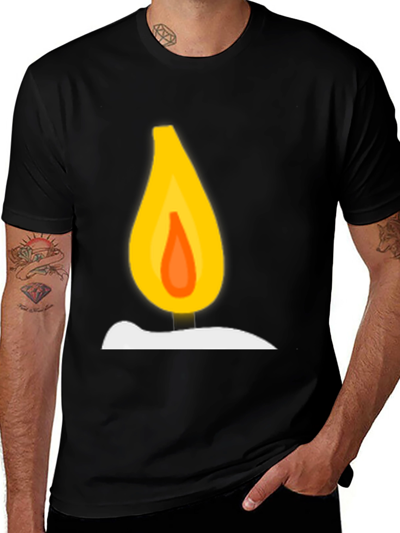 Variant 4 of Candle Graphic Tee - Soft & Stylish Black T-Shirt