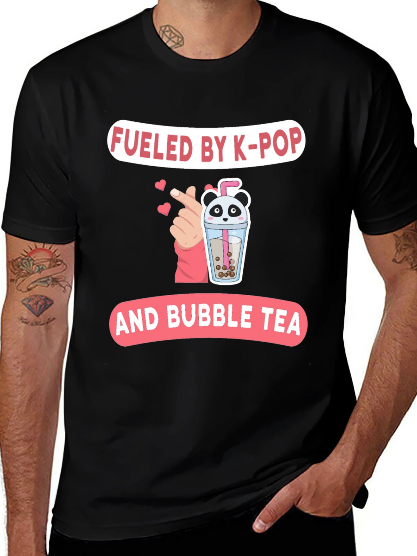 Fueled By K-Pop & Bubble Tea Black T-Shirt