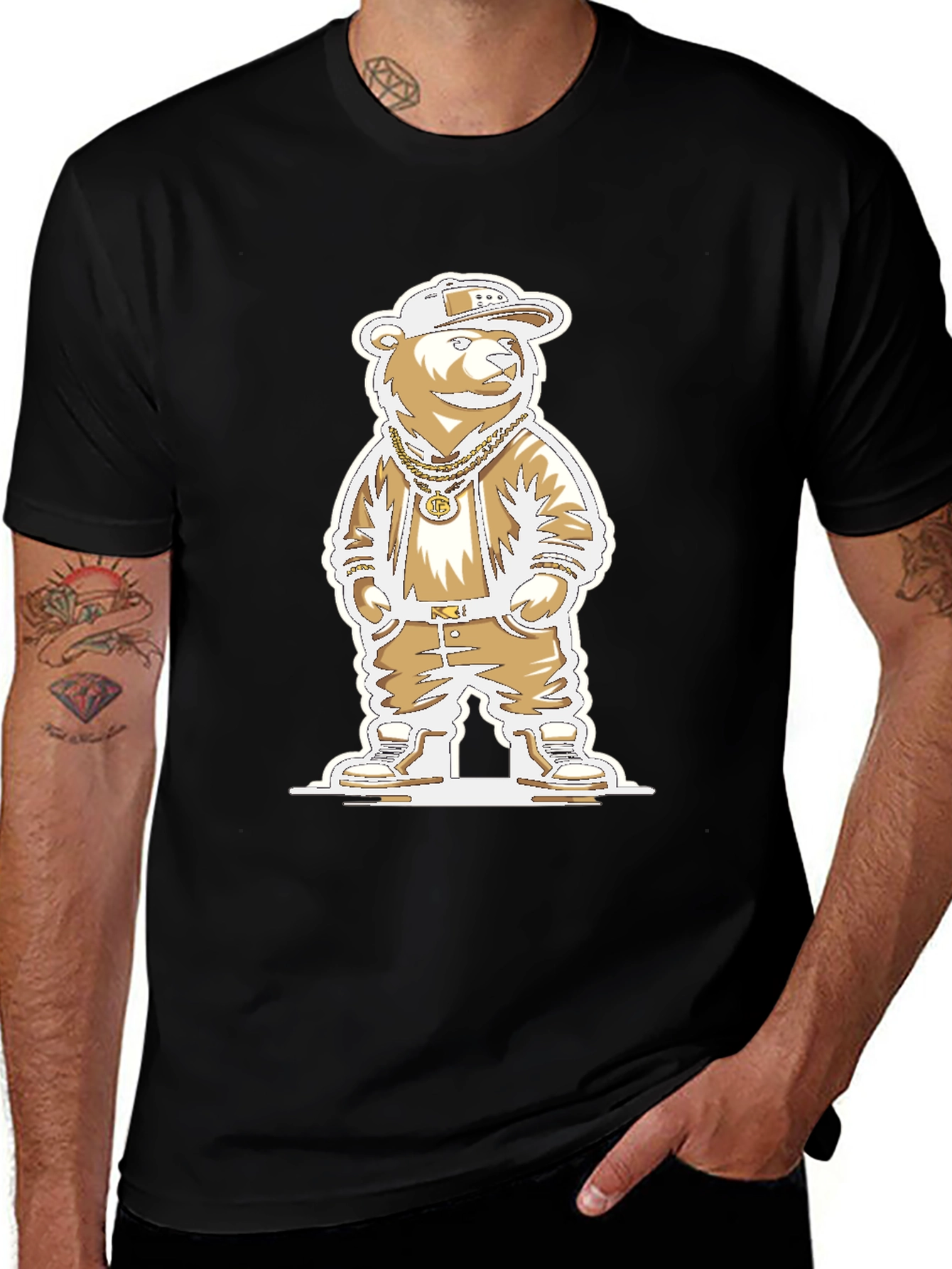 Variant 14 of Cool Bear Graphic Tee - Black Cotton Blend