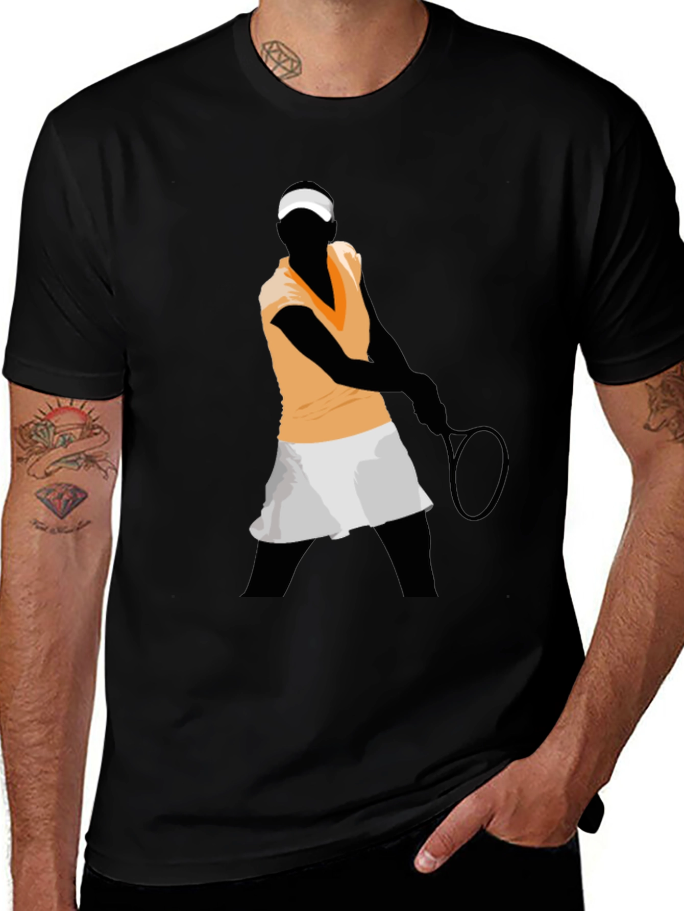 Variant 17 of Tennis Player Graphic Tee - Black Unisex T-Shirt