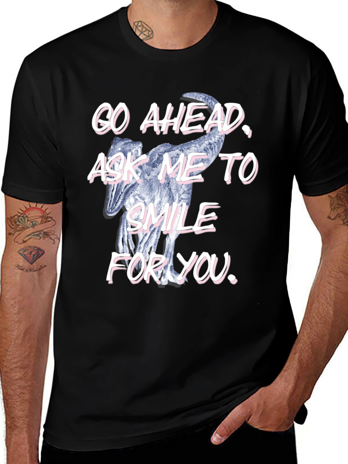 Variant 16 of Dinosaur Smile Men's Black T-Shirt