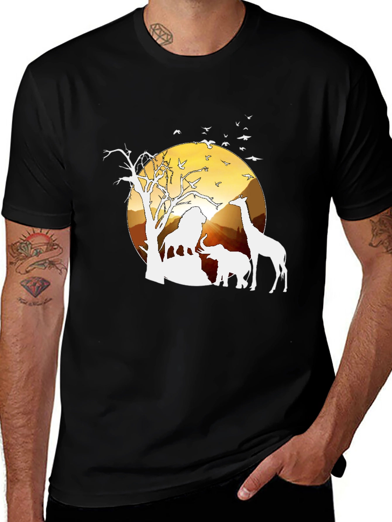 Variant 9 of Safari Sunset Graphic Tee - Nature Men's Shirt