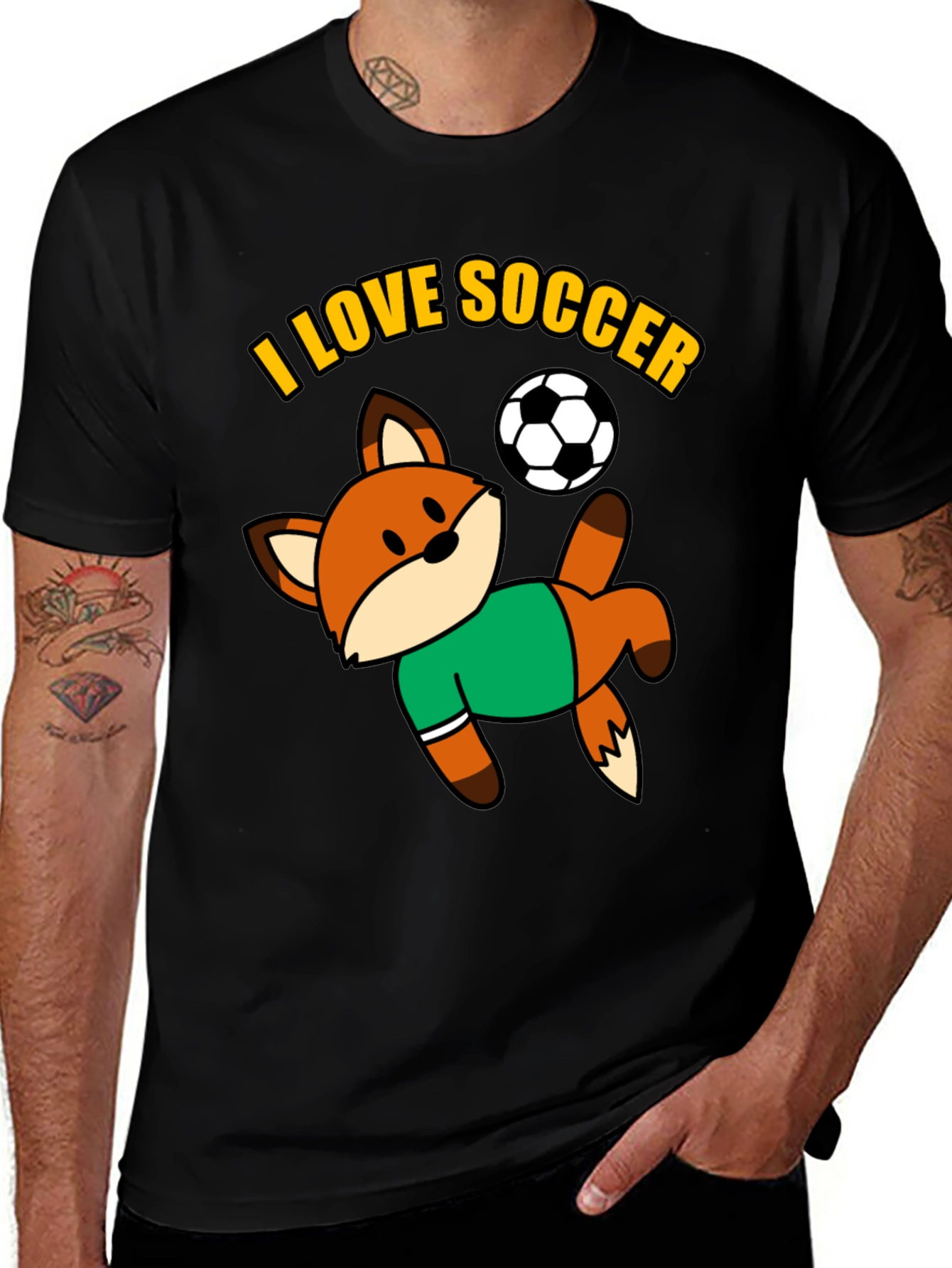 Variant 25 of I Love Soccer Fox Graphic Tee