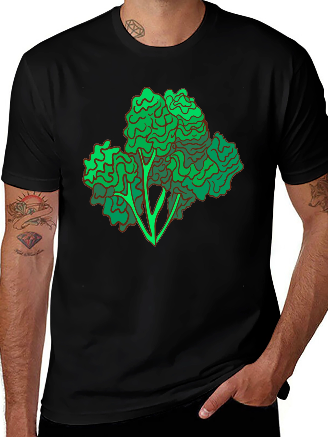 Variant 20 of Broccoli Graphic Print Black T-Shirt