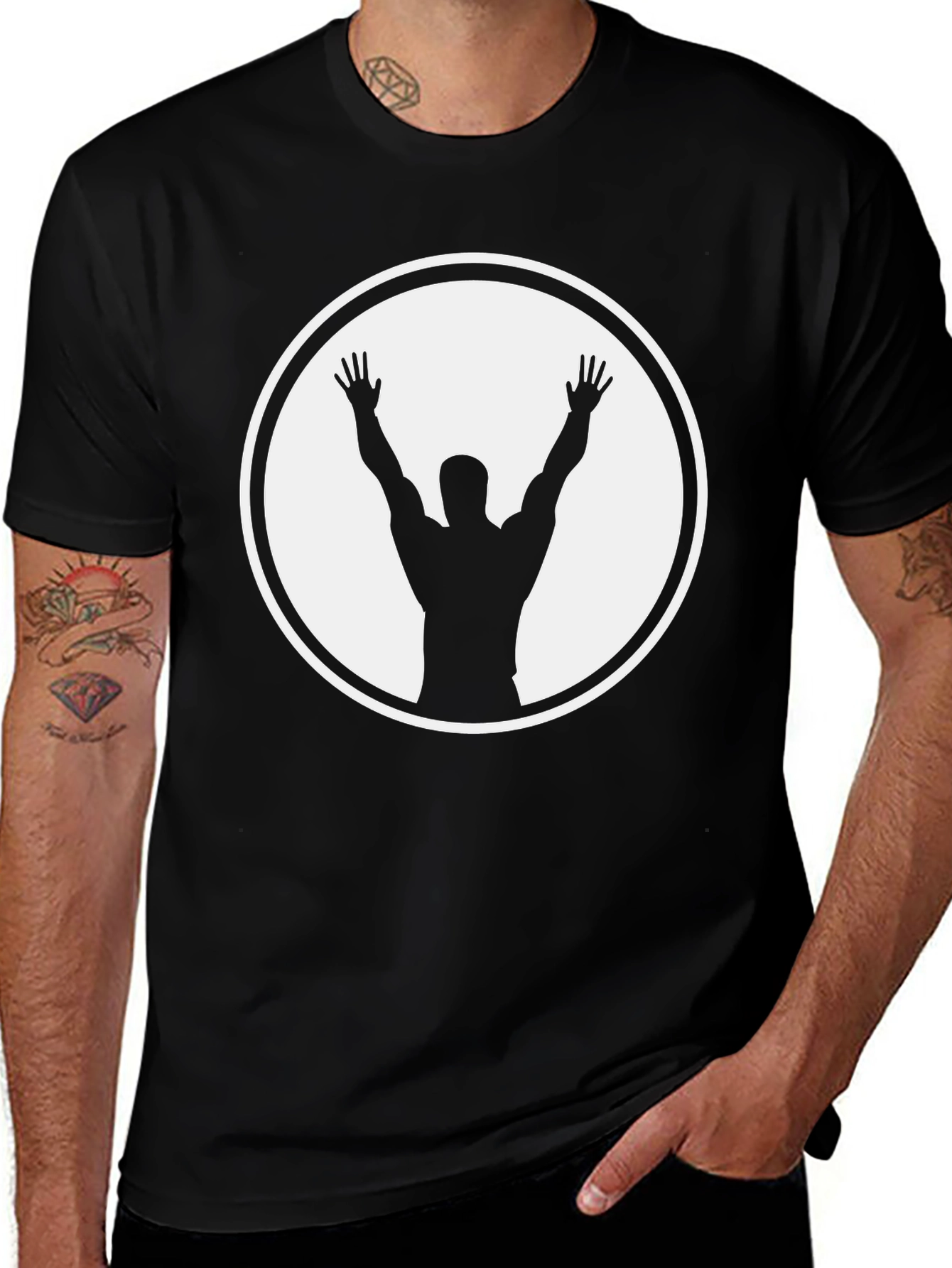 Variant 23 of Black T-Shirt with Silhouette Graphic