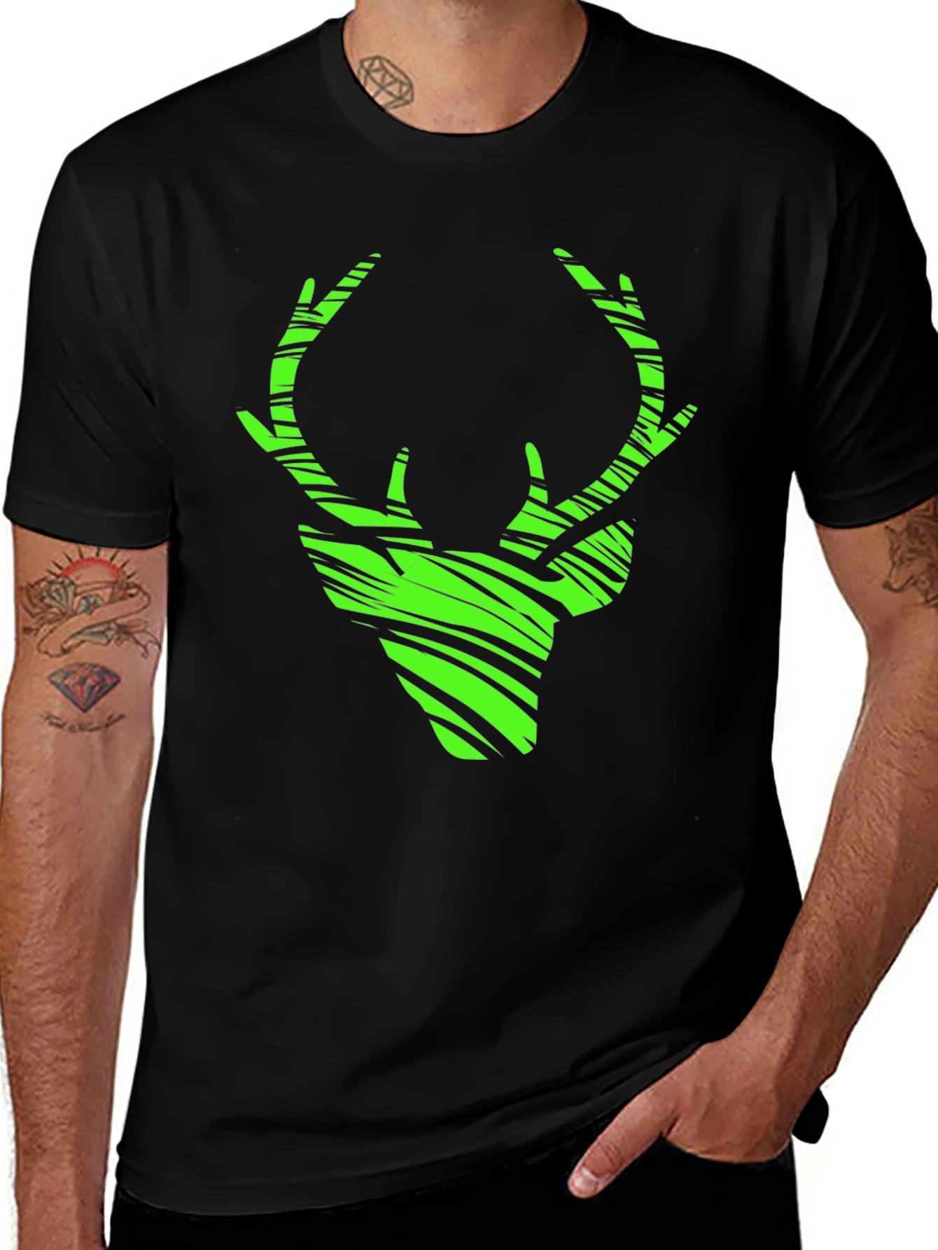 Variant 11 of Striking Stag Head Tee - Bold Graphic Print