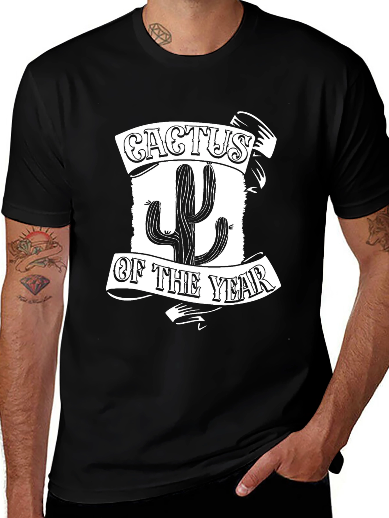 Cactus of the Year Black Graphic T-Shirt