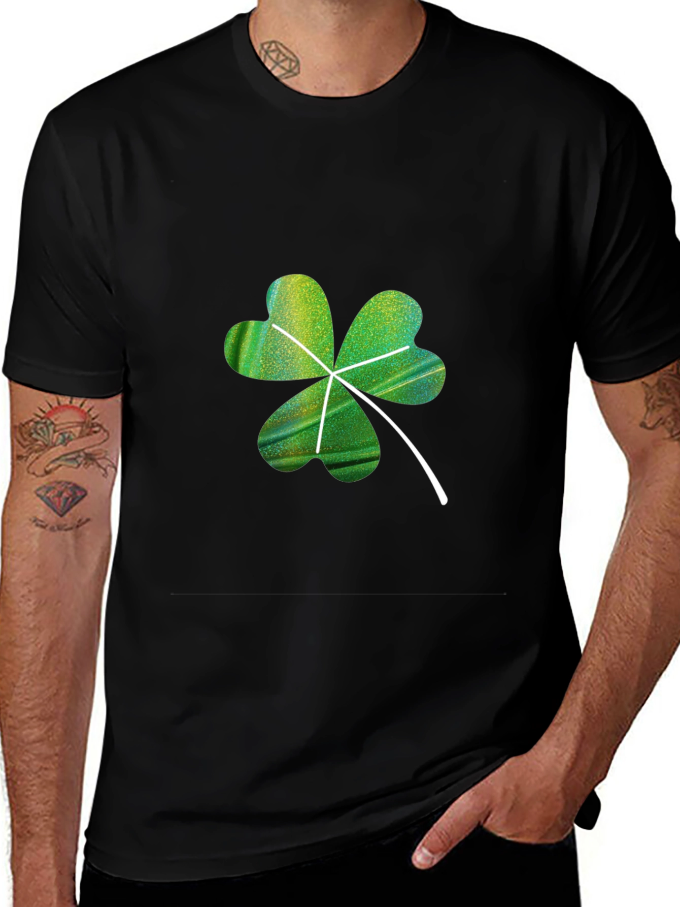 Variant 29 of Shamrock Graphic Tee - Lucky Four-Leaf Clover Design