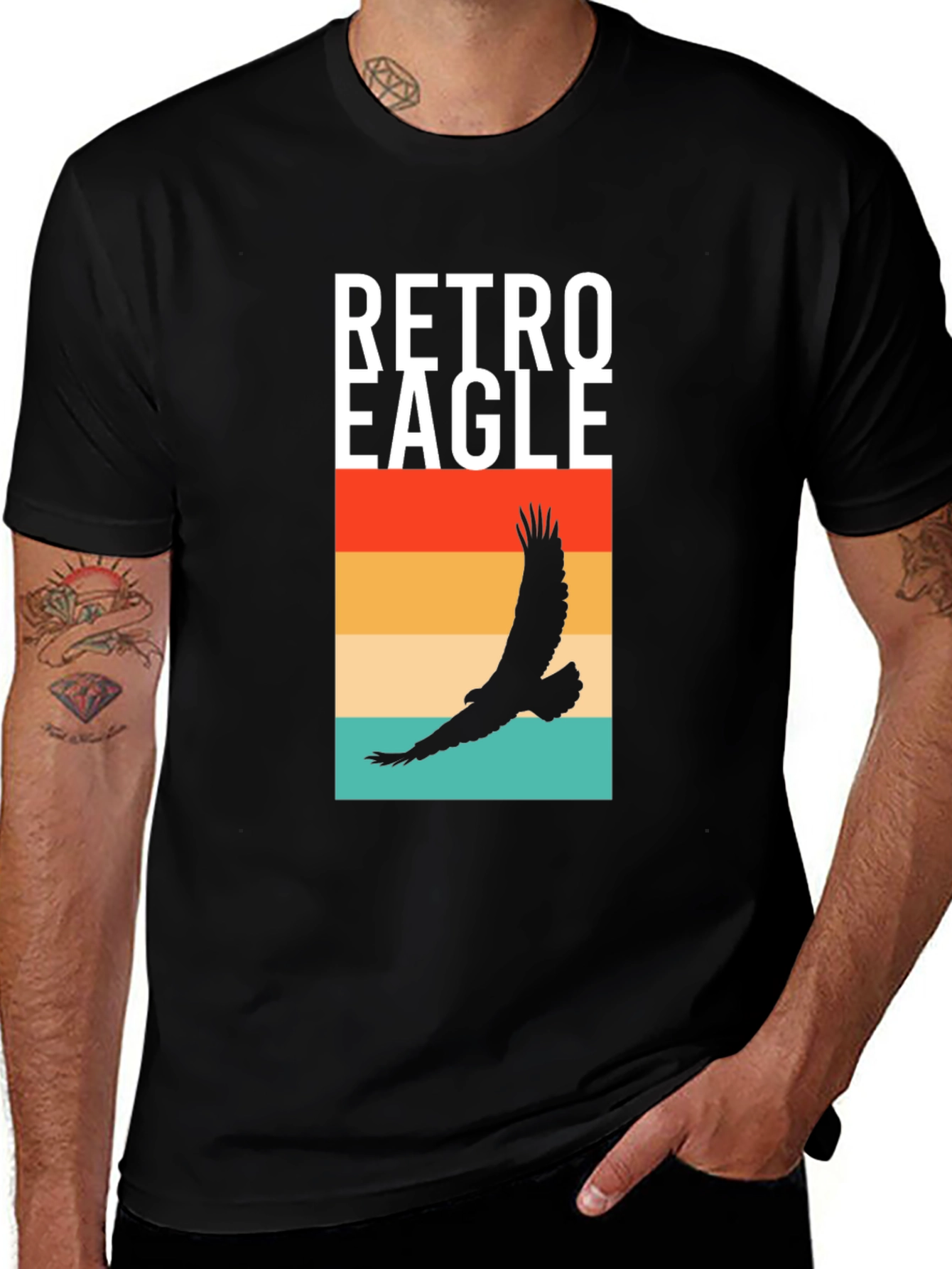 Variant 17 of Retro Eagle Graphic T-Shirt - Black