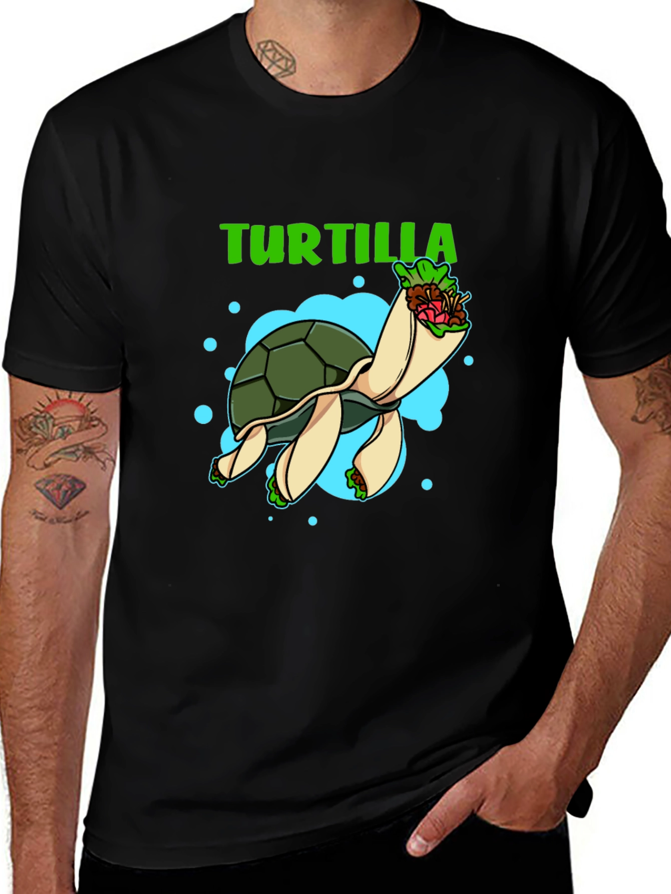 Variant 10 of Turtilla Funny Turtle Tortilla Foodie Pun T-Shirt