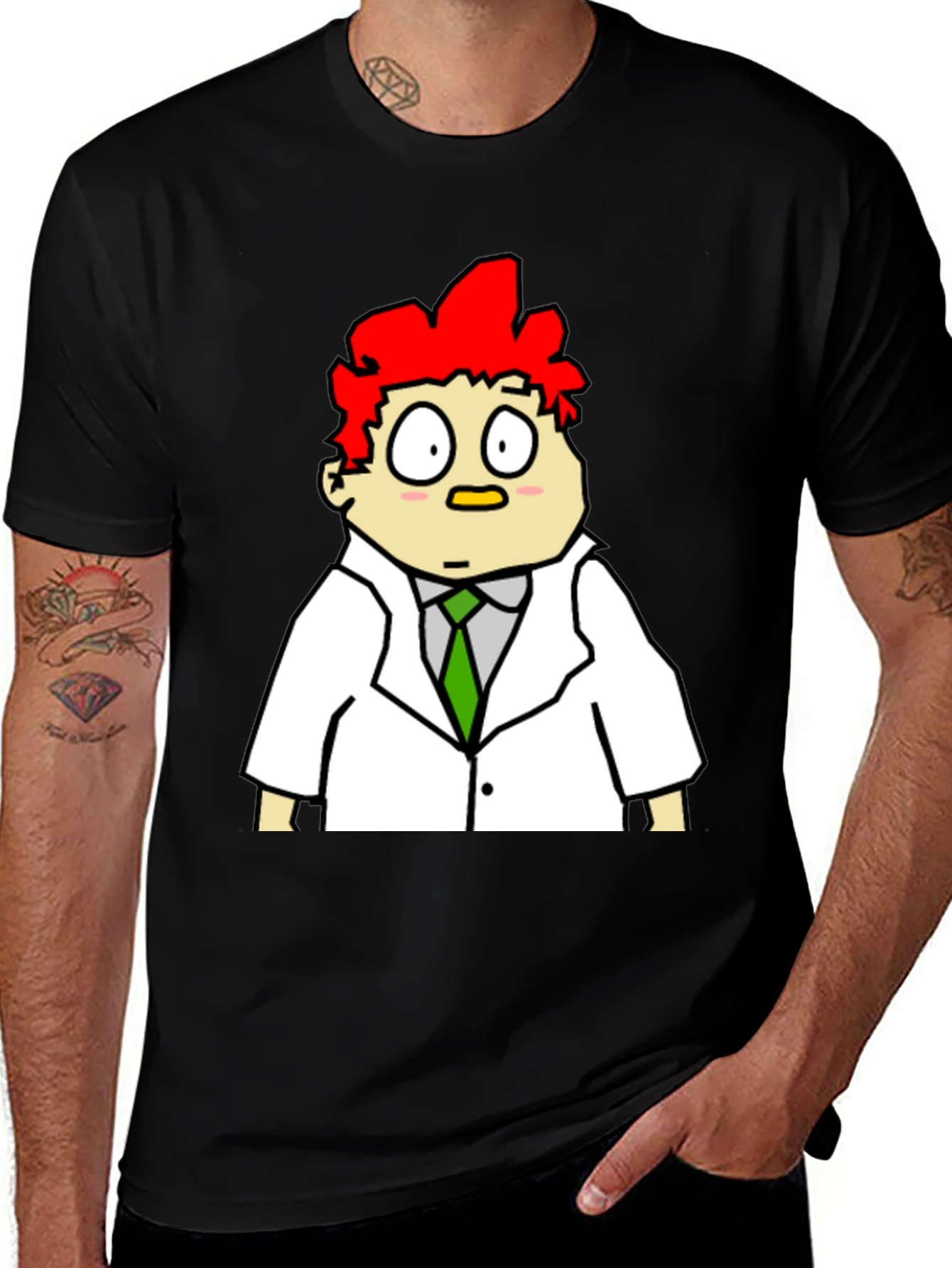 Variant 16 of Cartoon Scientist Graphic Tee - Black