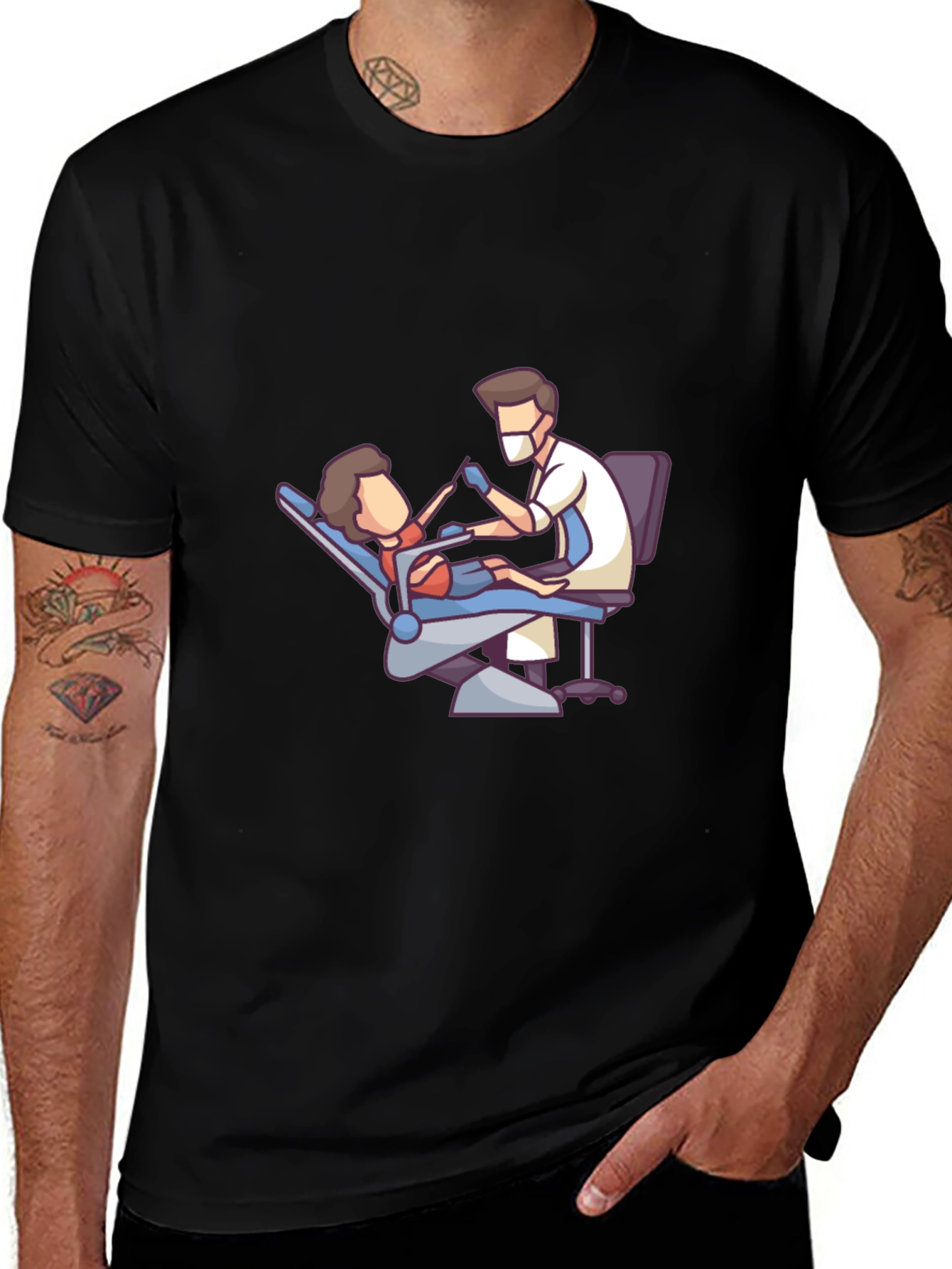 Variant 25 of Dentist Cartoon Graphic Black T-Shirt