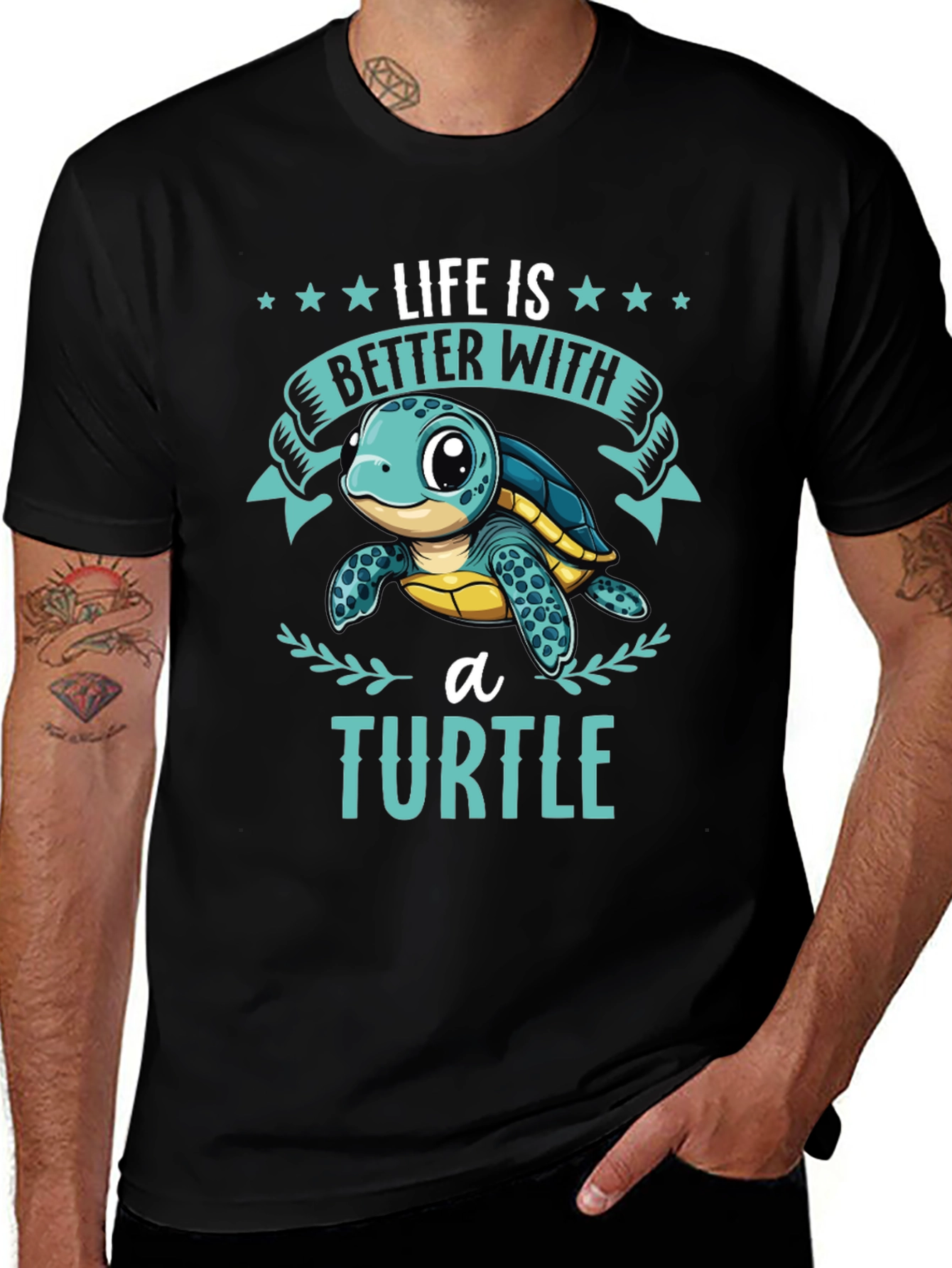 Black Life is Better with a Turtle Graphic T-Shirt main image