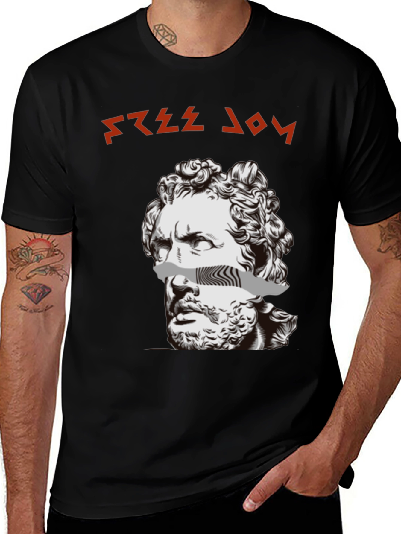 Variant 18 of Free Joy Graphic Tee - Greek Statue Design