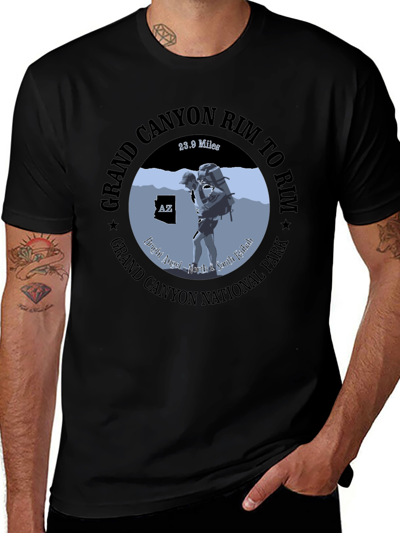 Grand Canyon Rim to Rim National Park Black T-Shirt