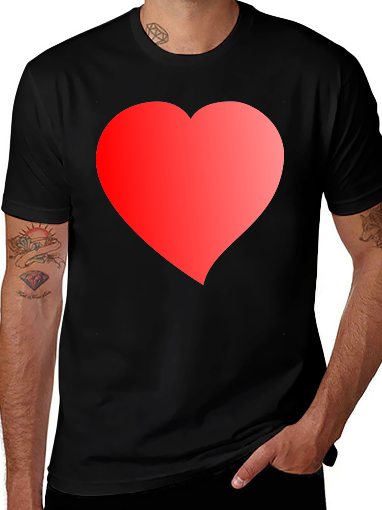 Variant 23 of Heart Graphic Tee - Black Cotton Blend