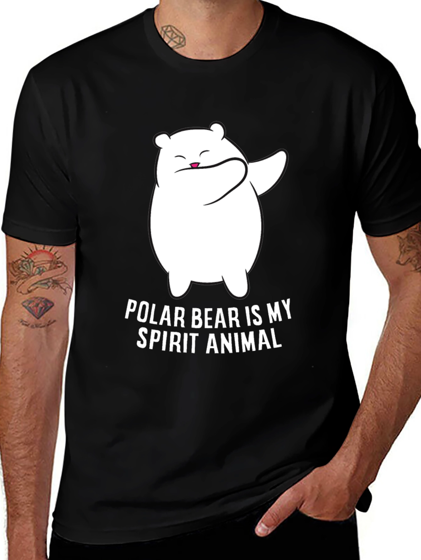 Variant 4 of Polar Bear Spirit Animal T-Shirt - Black Graphic Tee