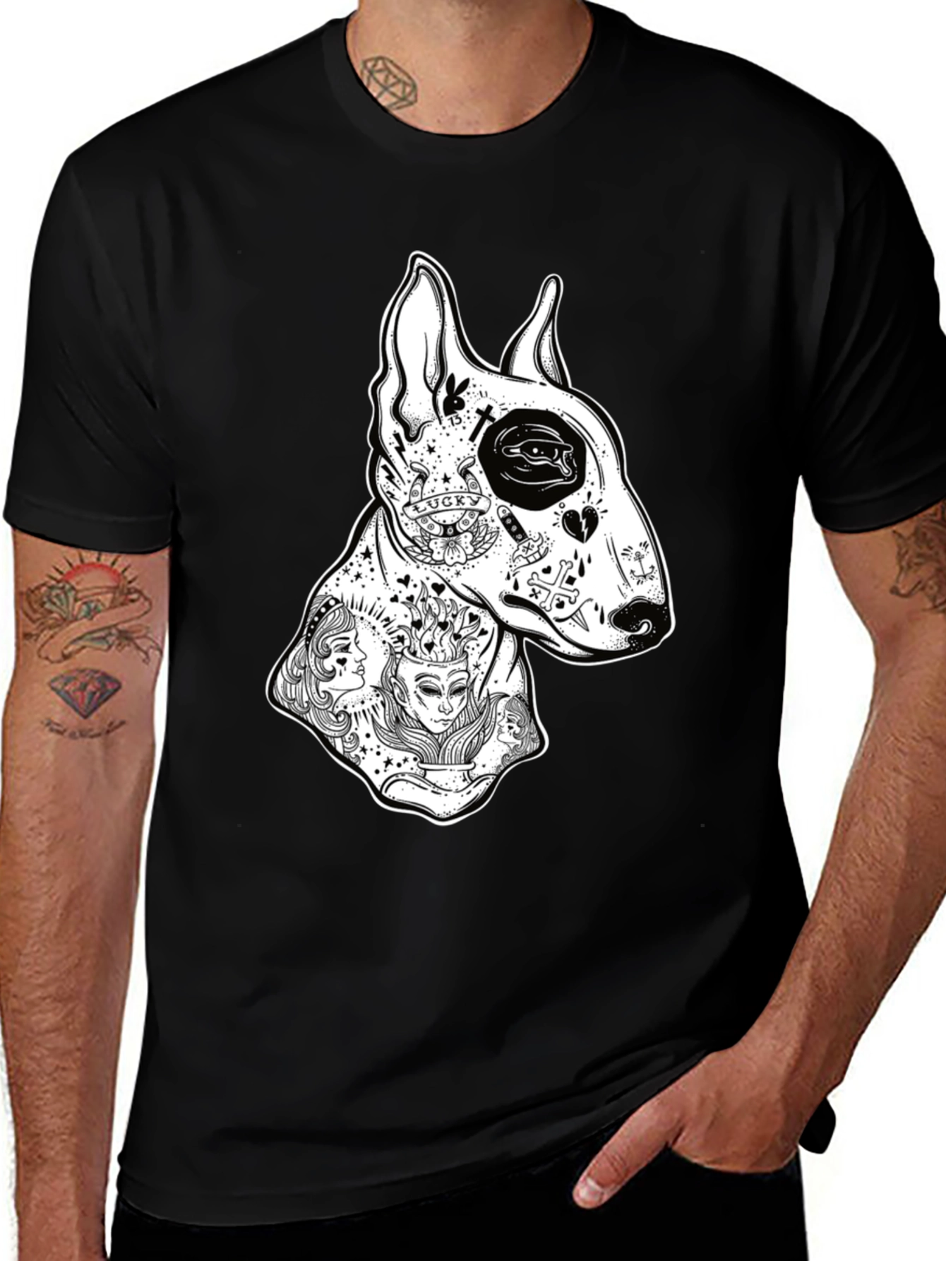 Variant 11 of Tattoo Dog Graphic Tee - Unisex Black T-Shirt
