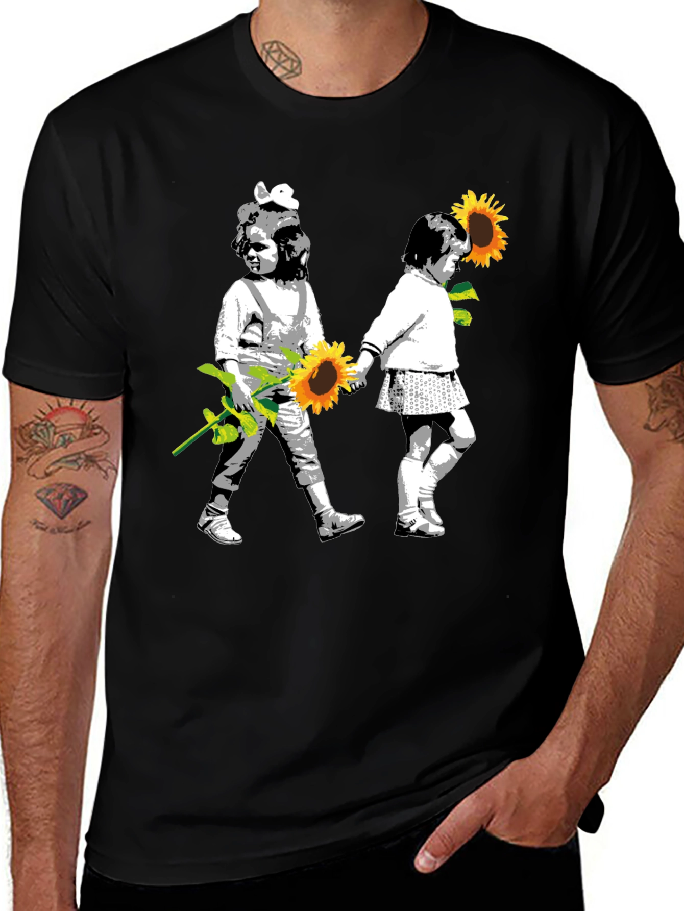 Variant 4 of Banksy Inspired Sunflower T-Shirt
