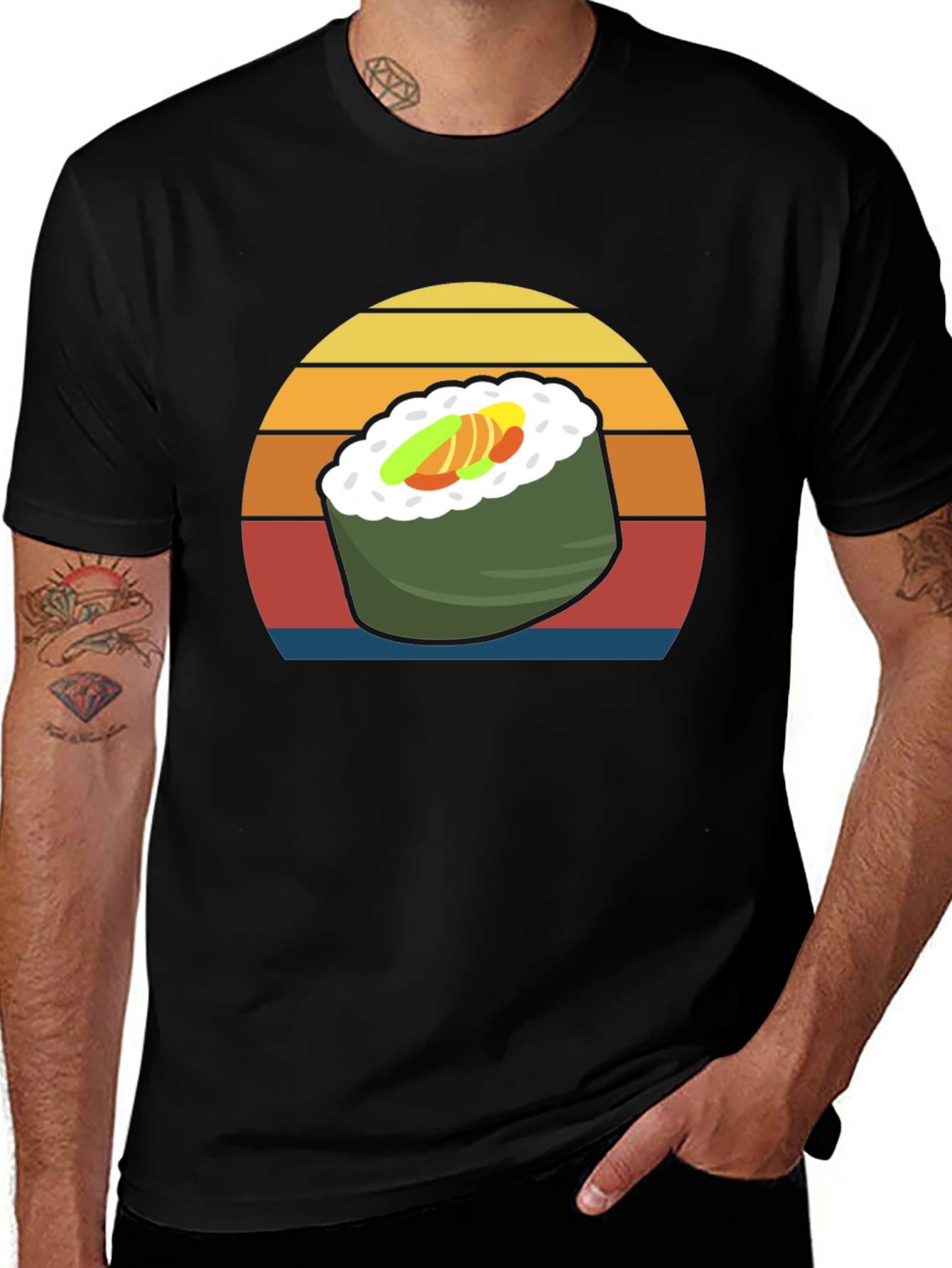 Variant 23 of Sushi Roll Sunset Graphic Tee