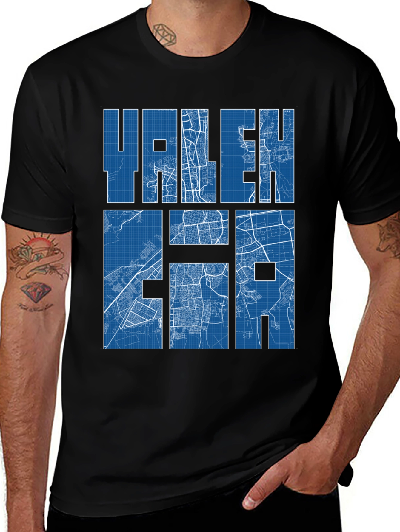 RALEIGH City Map T-Shirt - Blueprint Style