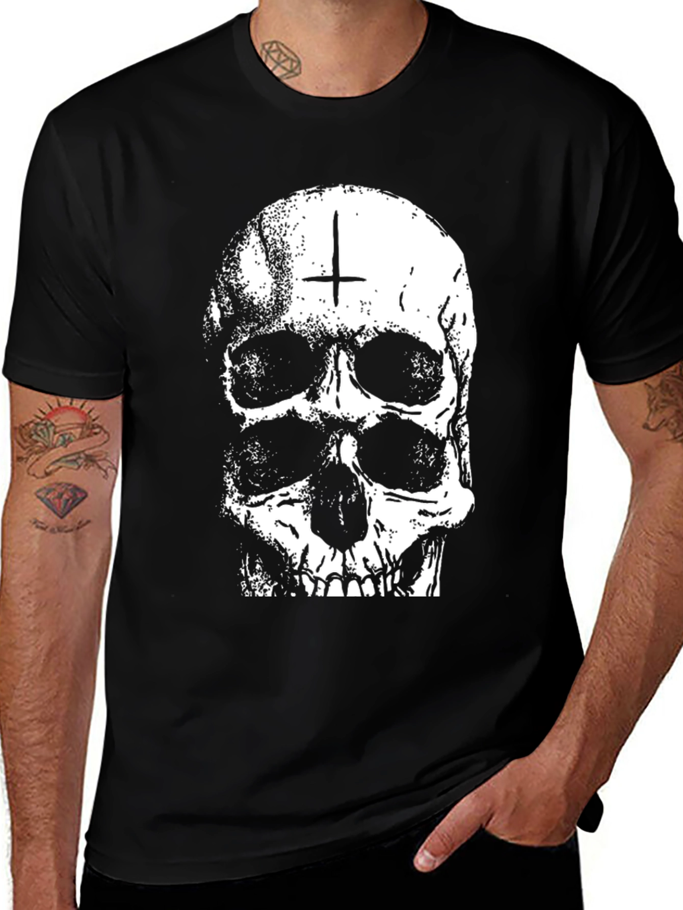 Variant 23 of Skull & Cross T-Shirt - Black Graphic Tee