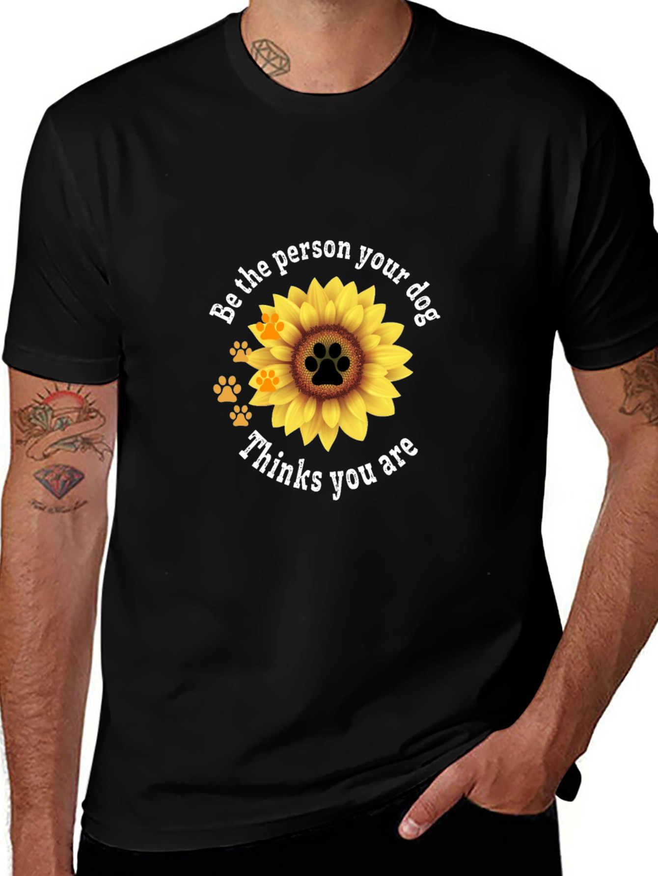 Variant 9 of Dog Lover Sunflower Graphic Tee - Be The Person Your Dog Thinks You Are