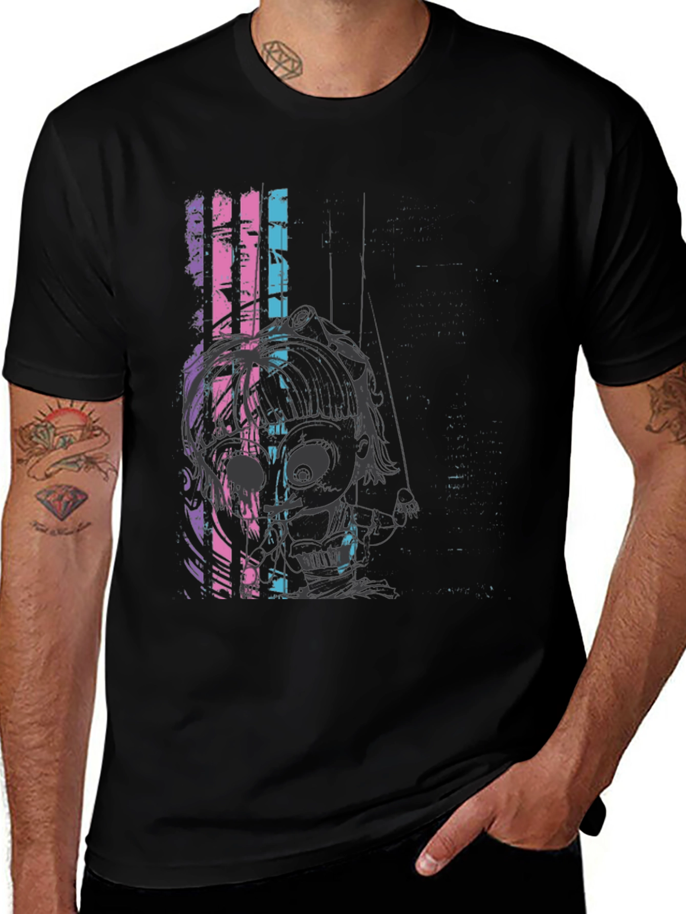 Variant 25 of Graphic Print Men's Black T-Shirt