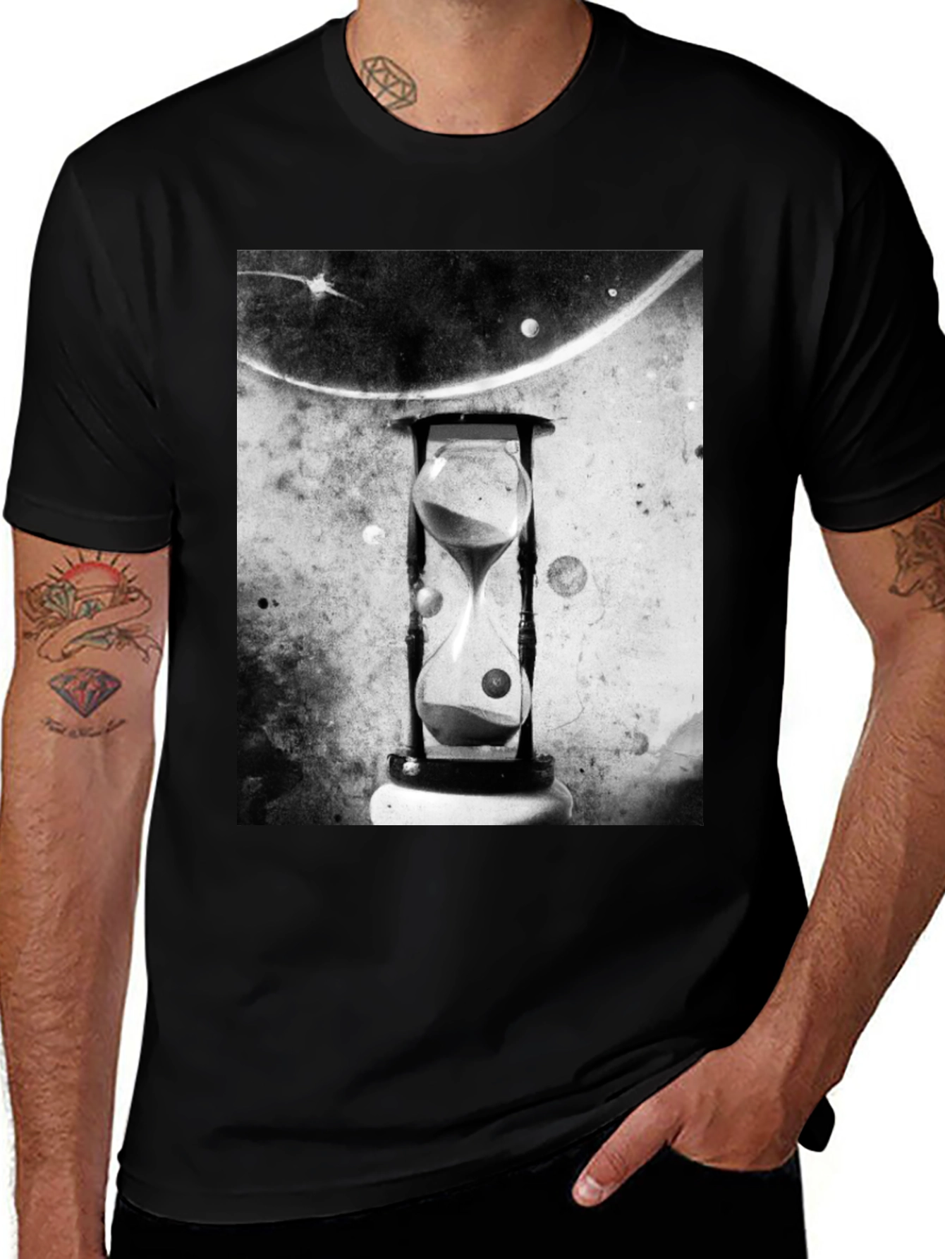 Time Traveler Tee - Hourglass Space Design T-Shirt