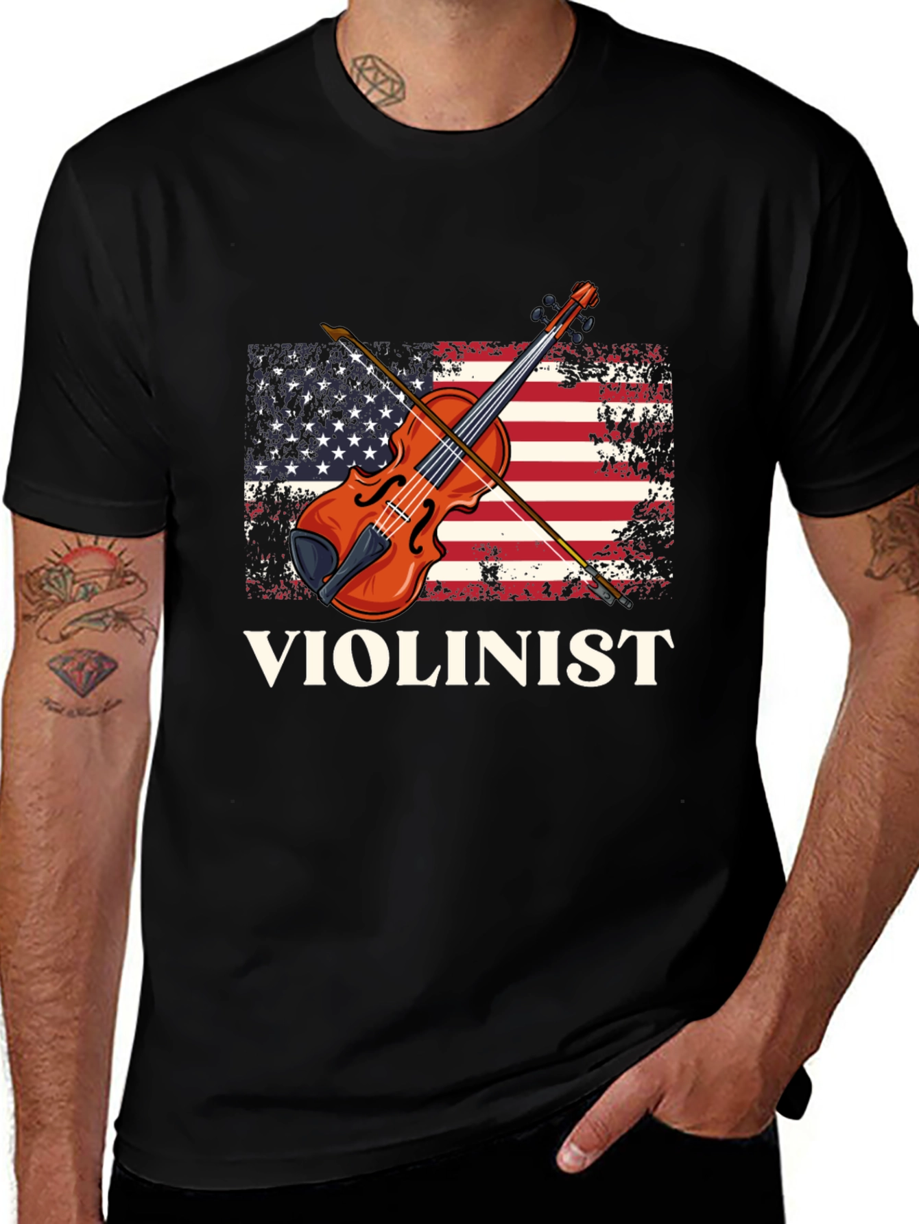 Variant 28 of Violinist American Flag T-Shirt