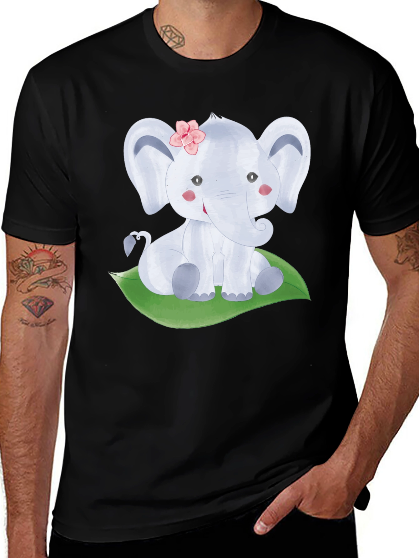 Variant 28 of Cute Elephant Graphic Tee - Unisex Black T-Shirt